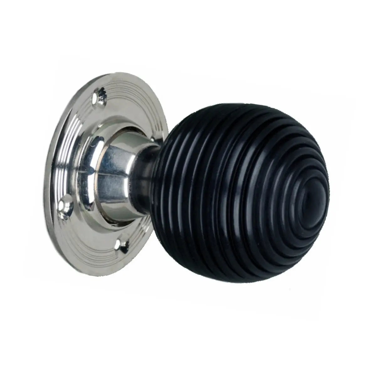 Ebonised Beehive Mortice/Rim Door Knob Polished Nickel Spira