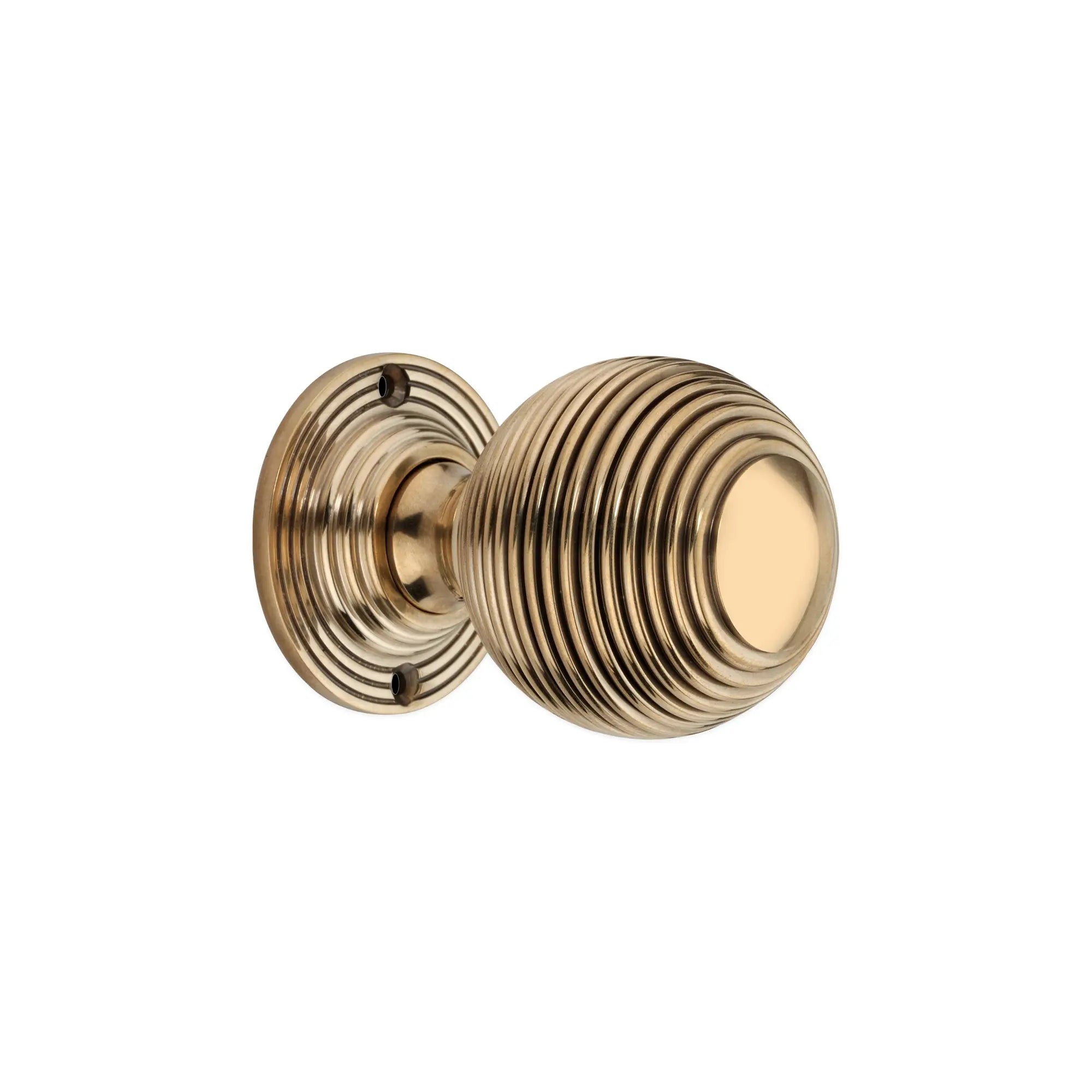 Reeded 60mm Rim/Mortice Door Knob Aged Brass Spira