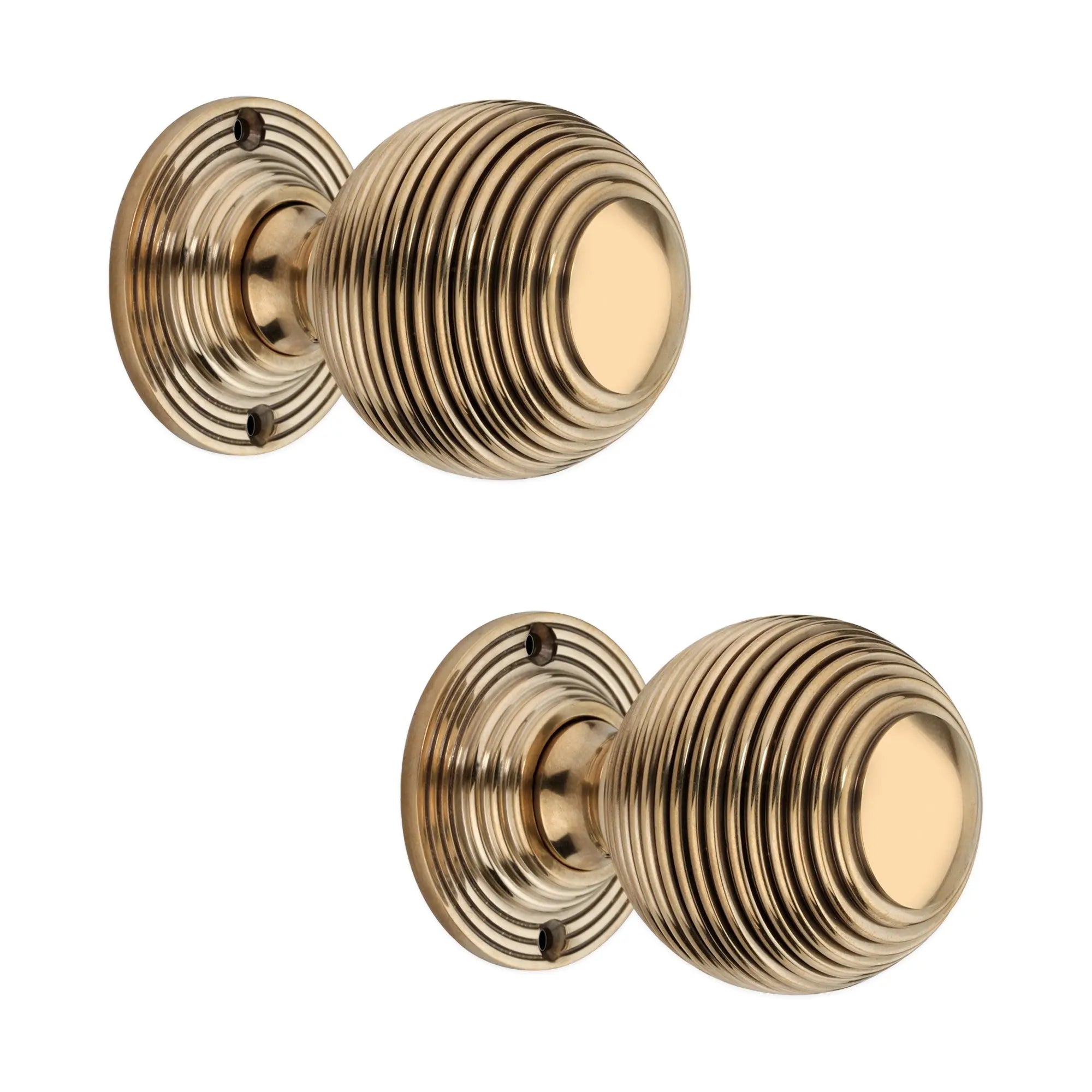 Reeded 60mm Rim/Mortice Door Knob Aged Brass Spira