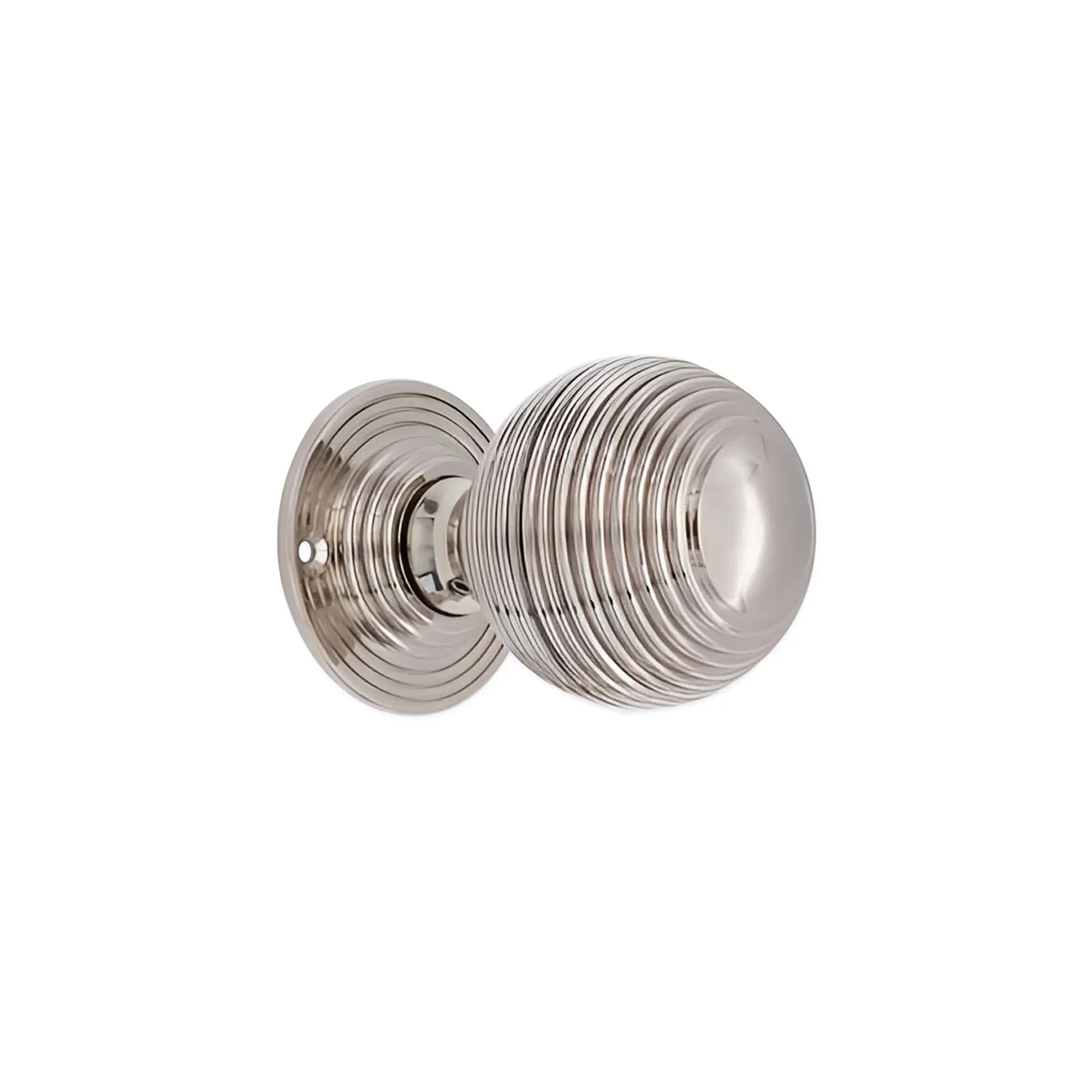 Reeded 60mm Rim/Mortice Door Knob Polished Nickel Spira