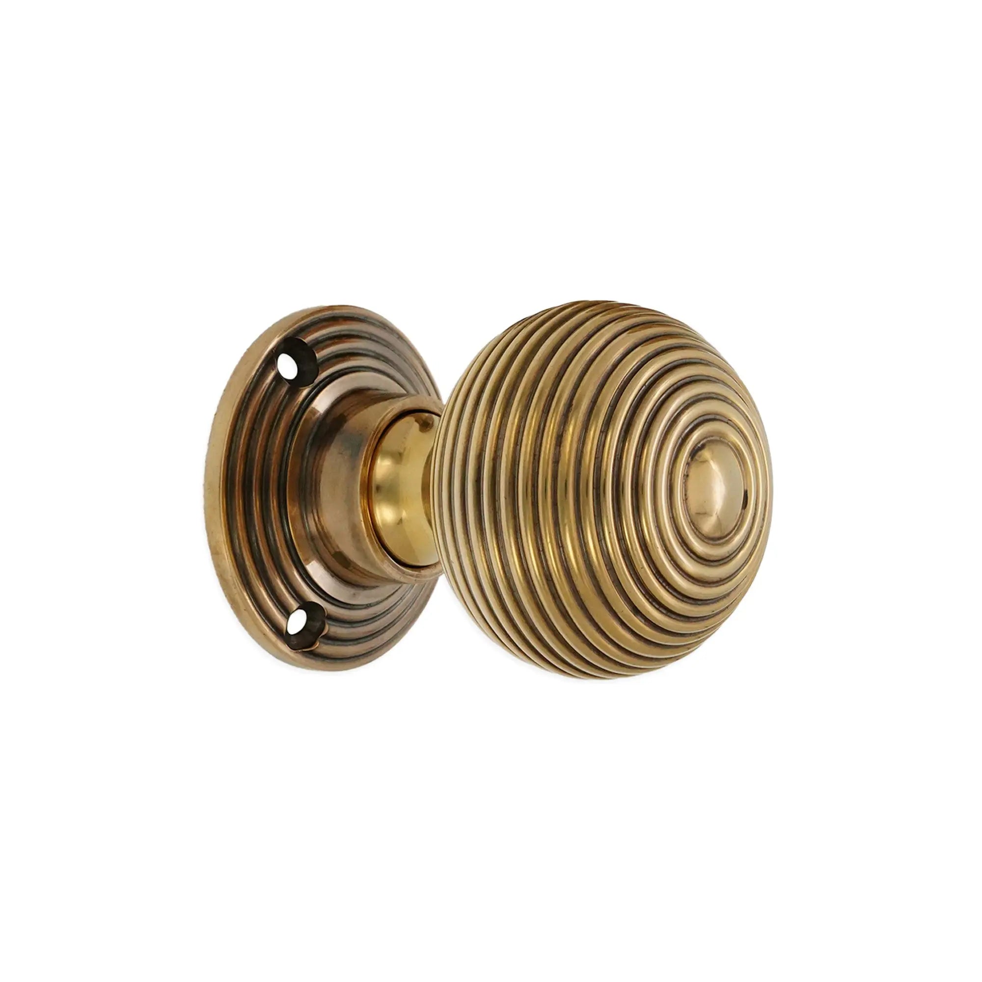 Ribbed Rim/Mortice Door Knob Aged Brass Spira