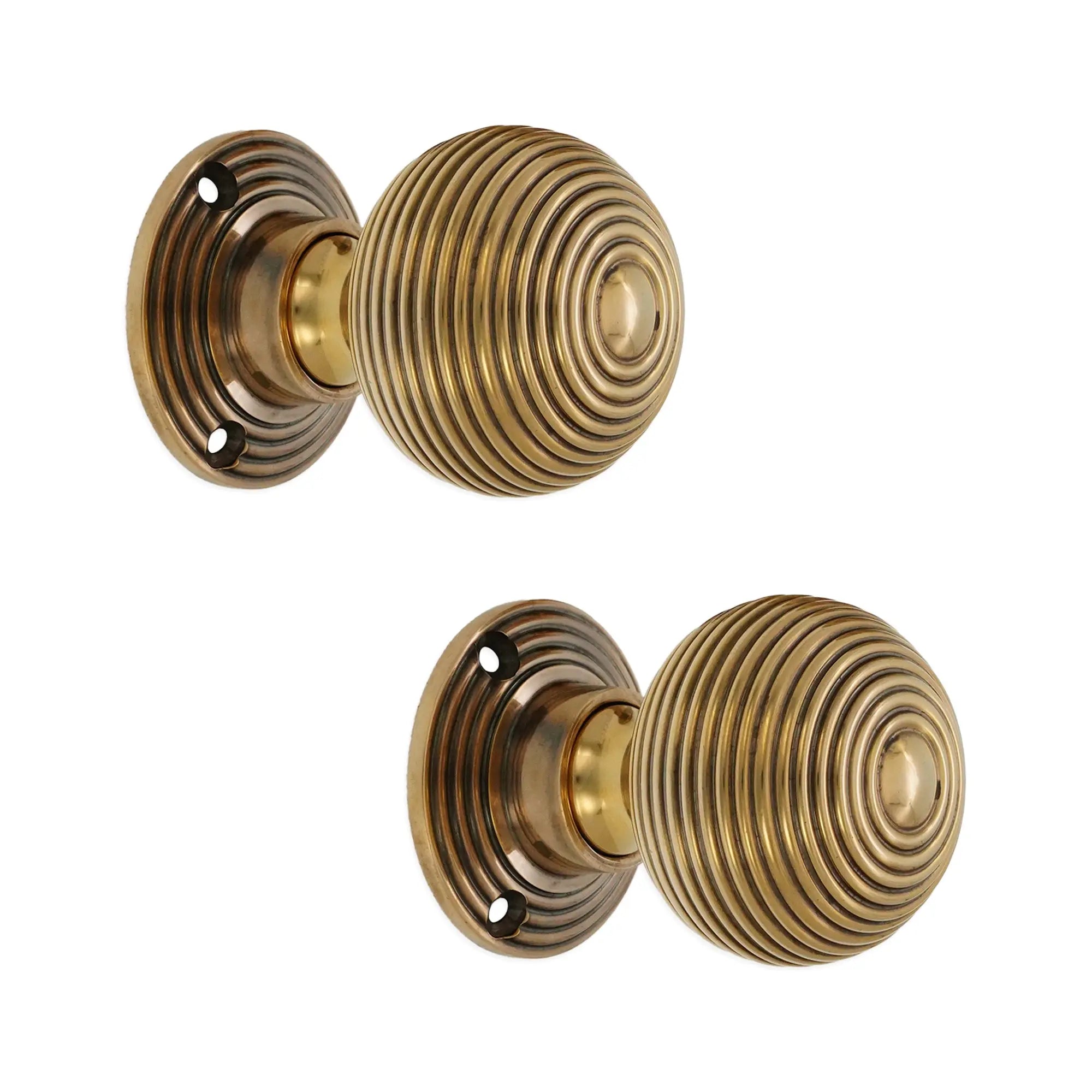 Ribbed Rim/Mortice Door Knob Aged Brass Spira