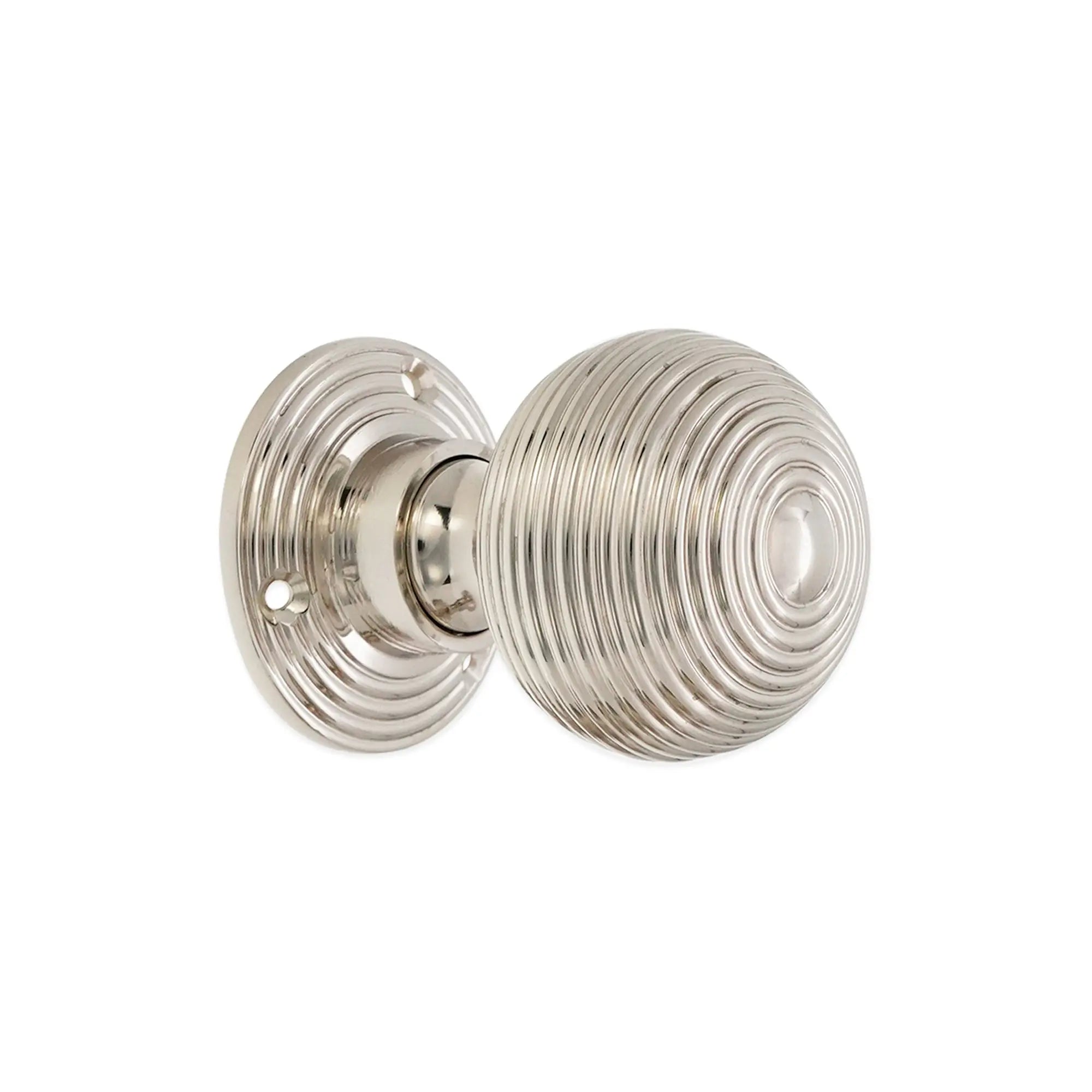 Ribbed Rim/Mortice Door Knob Polished Nickel Spira