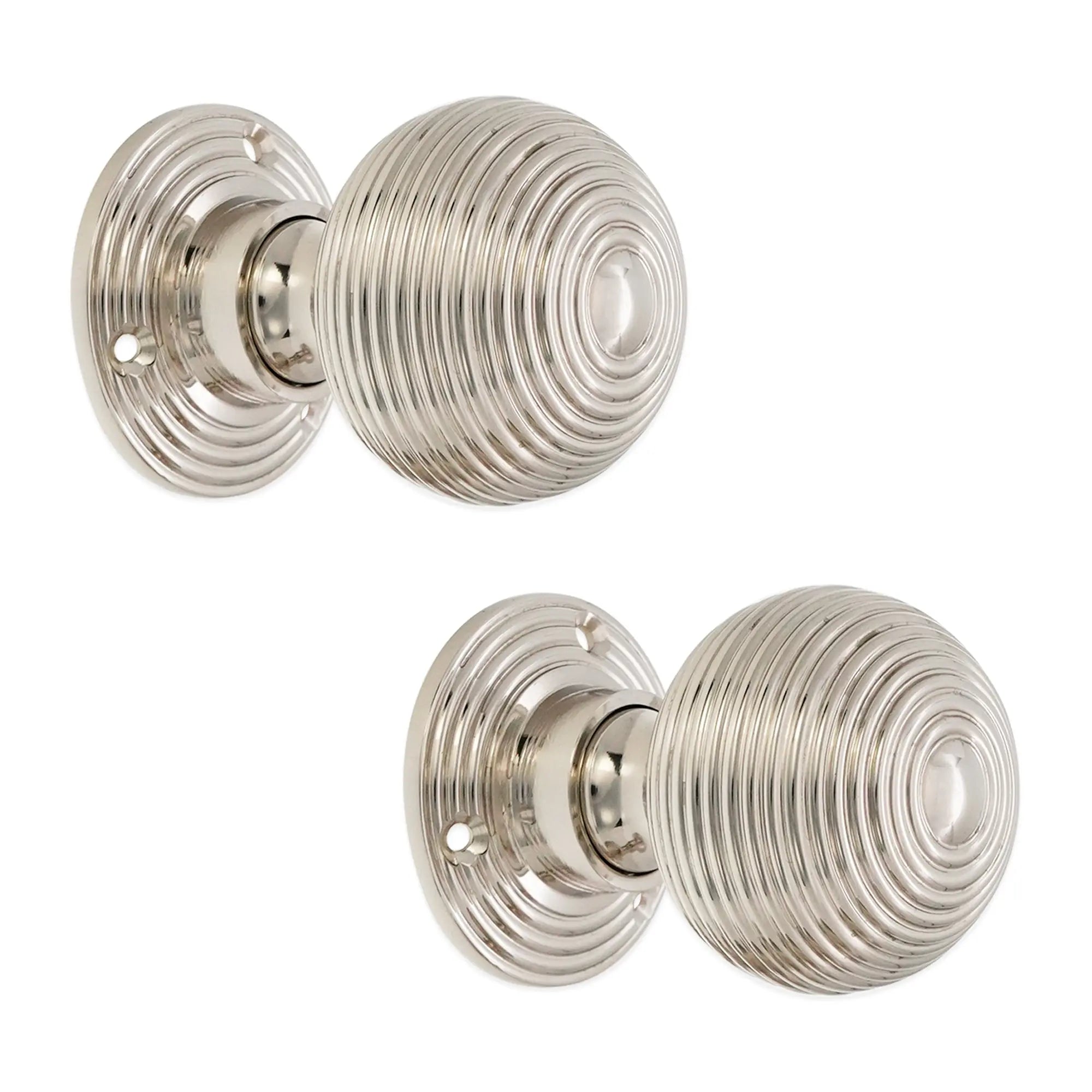 Ribbed Rim/Mortice Door Knob Polished Nickel Spira