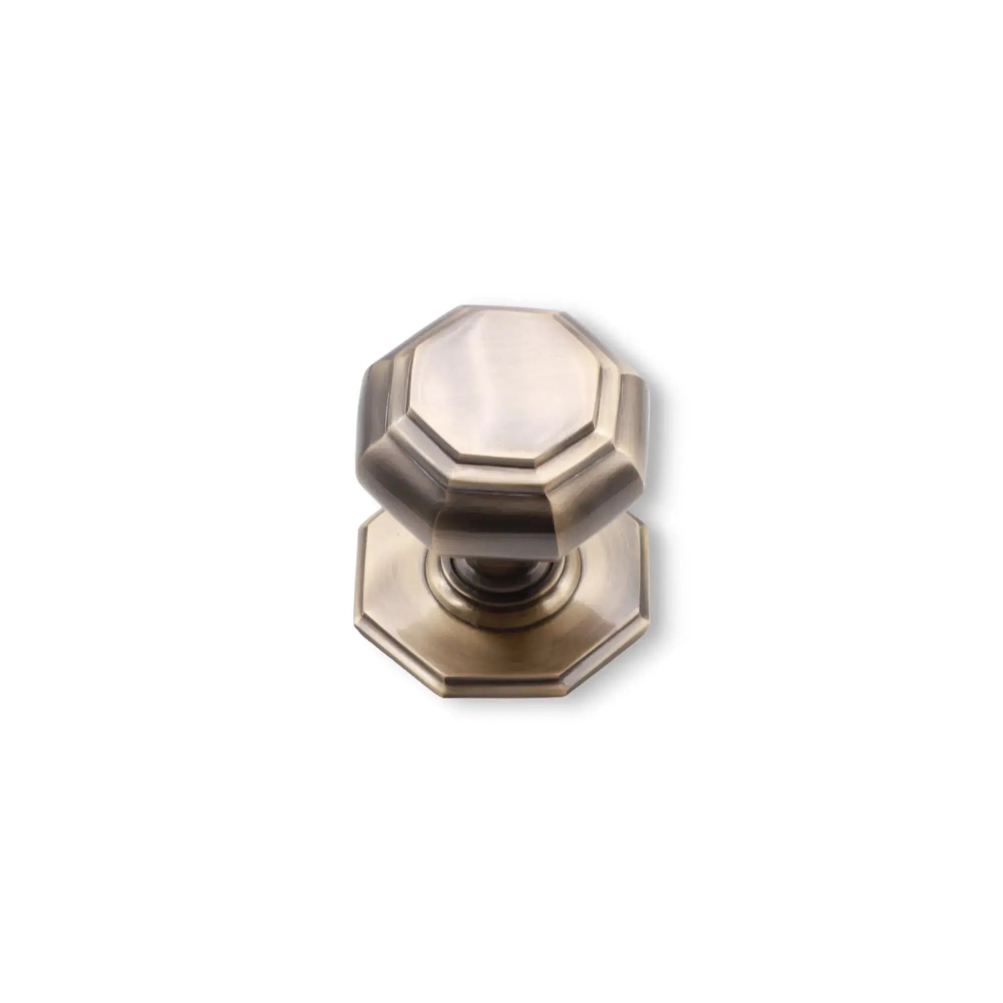 Octagonal Centre Door Knob Antique Brass Spira