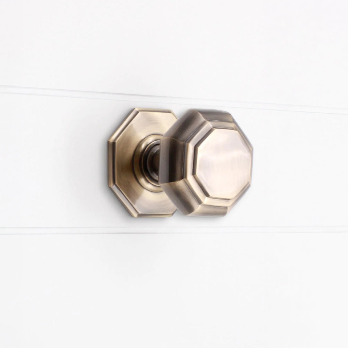 Octagonal Centre Door Knob Antique Brass