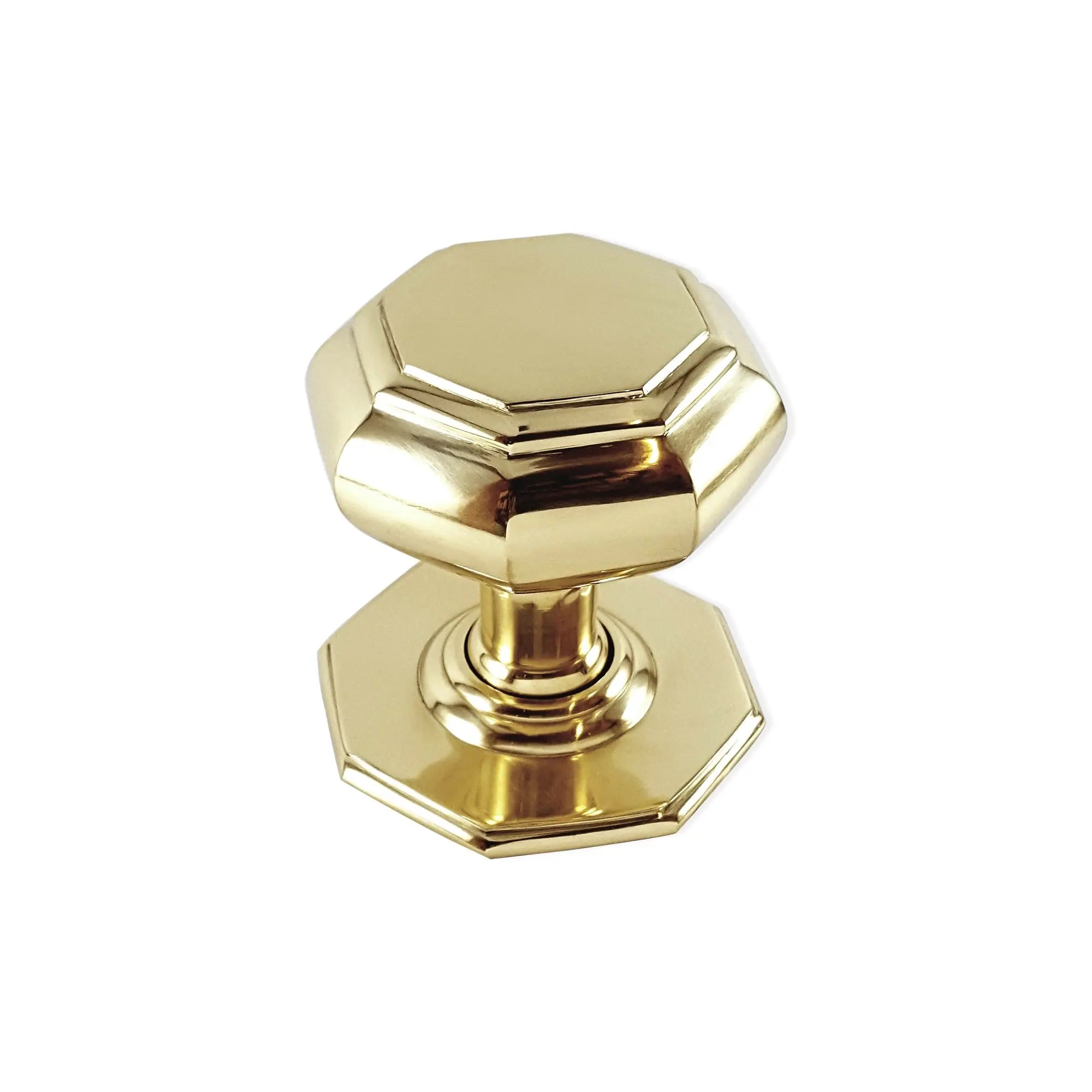 Octagonal Centre Door Knob Polished Brass Spira