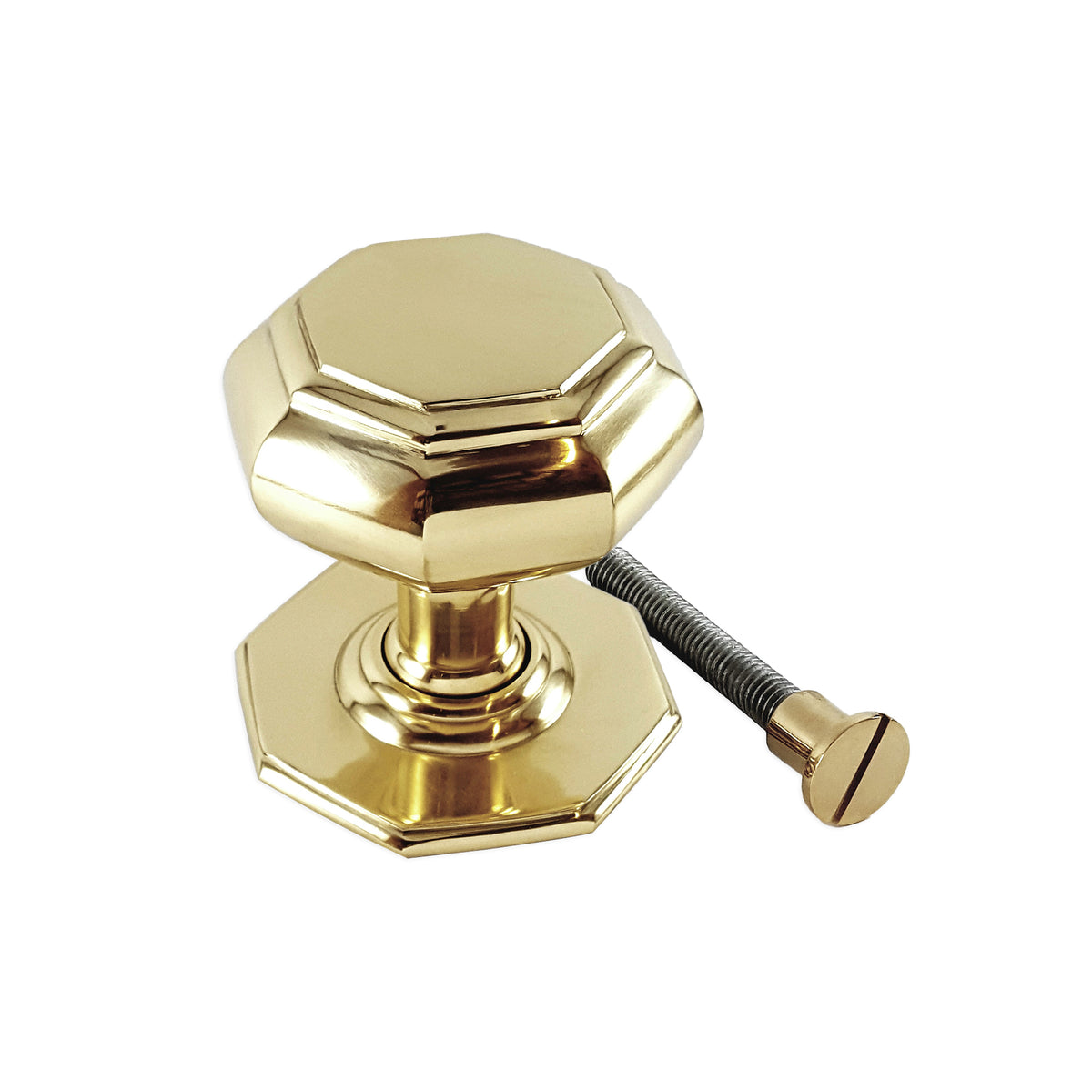 Octagonal Centre Door Knob Polished Brass