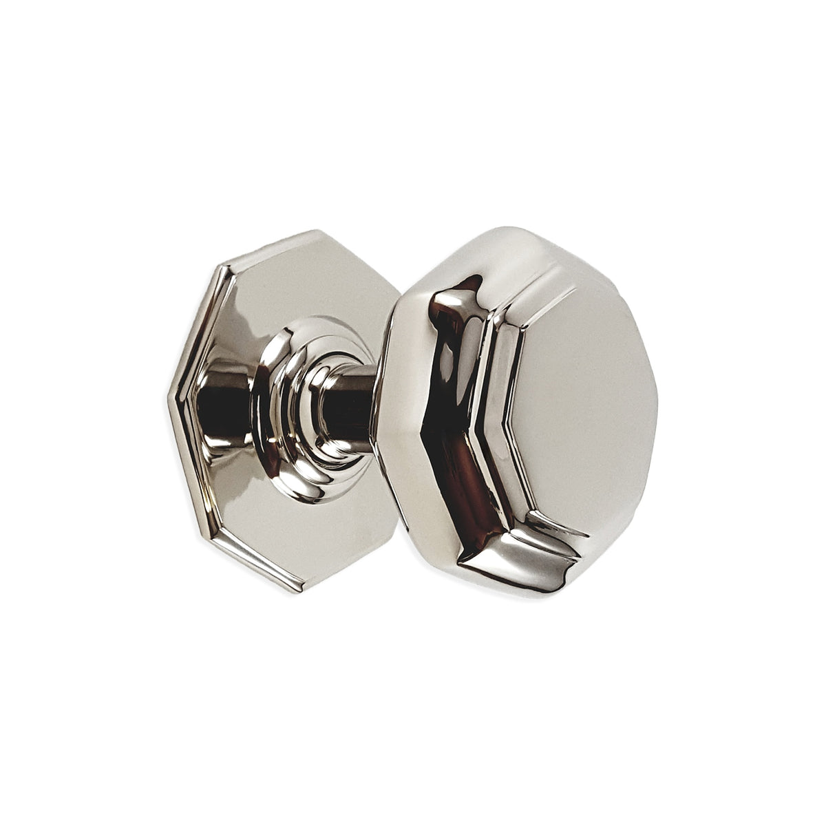 Octagonal Centre Door Knob Polished Nickel