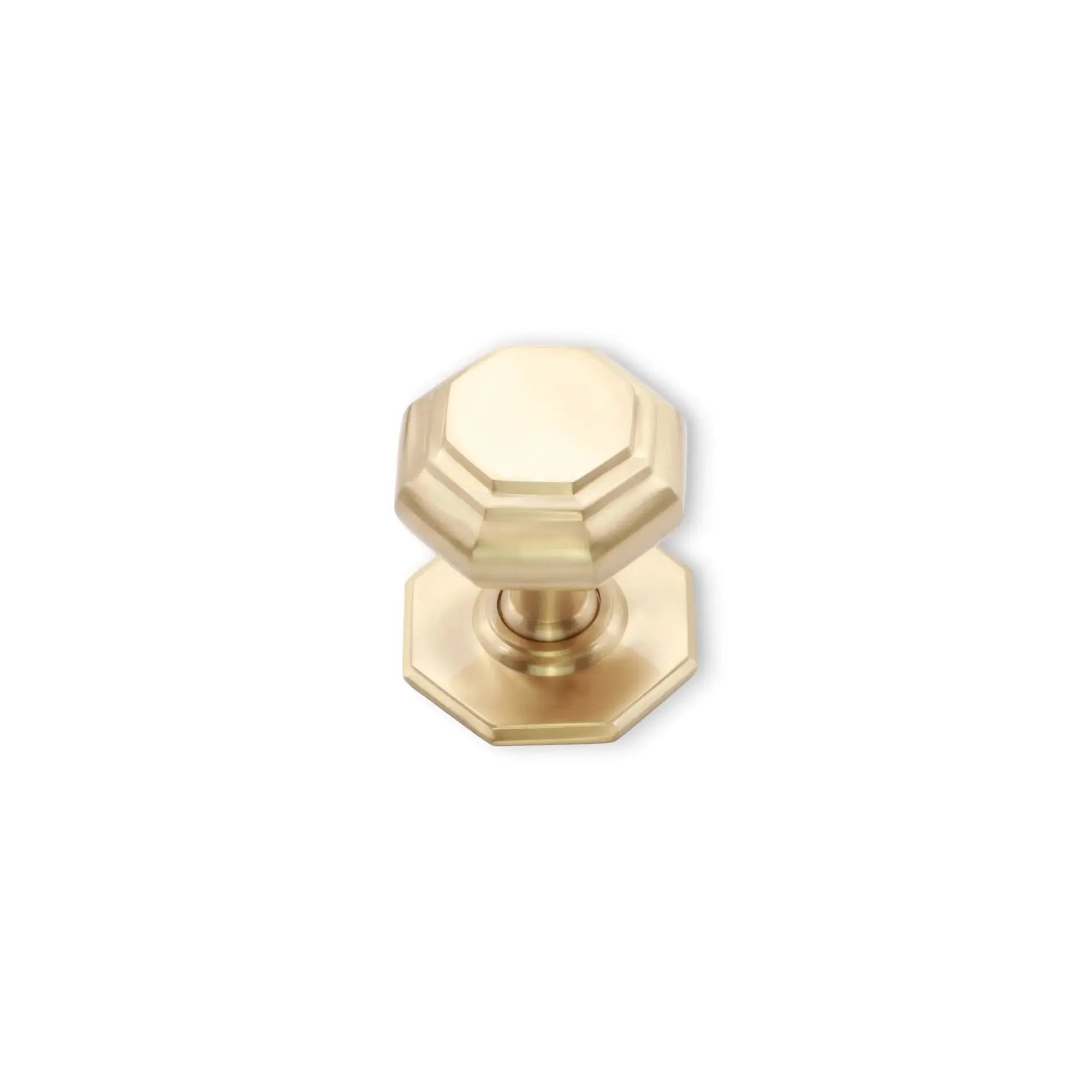 Octagonal Centre Door Knob Satin Brass Spira