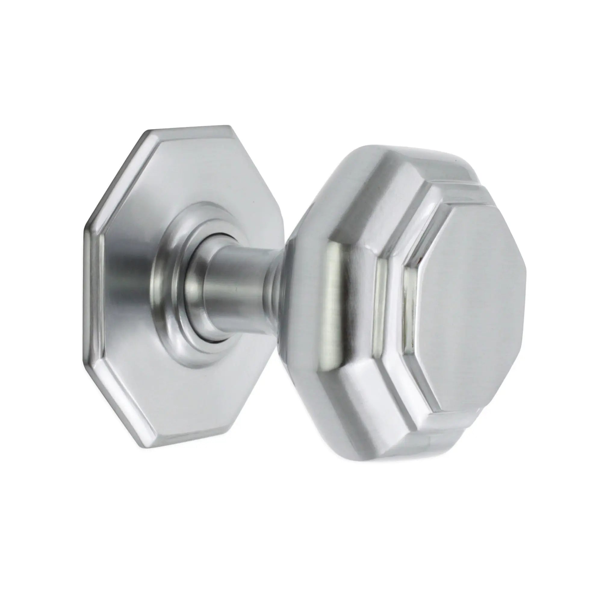Octagonal Centre Door Knob Satin Chrome Spira
