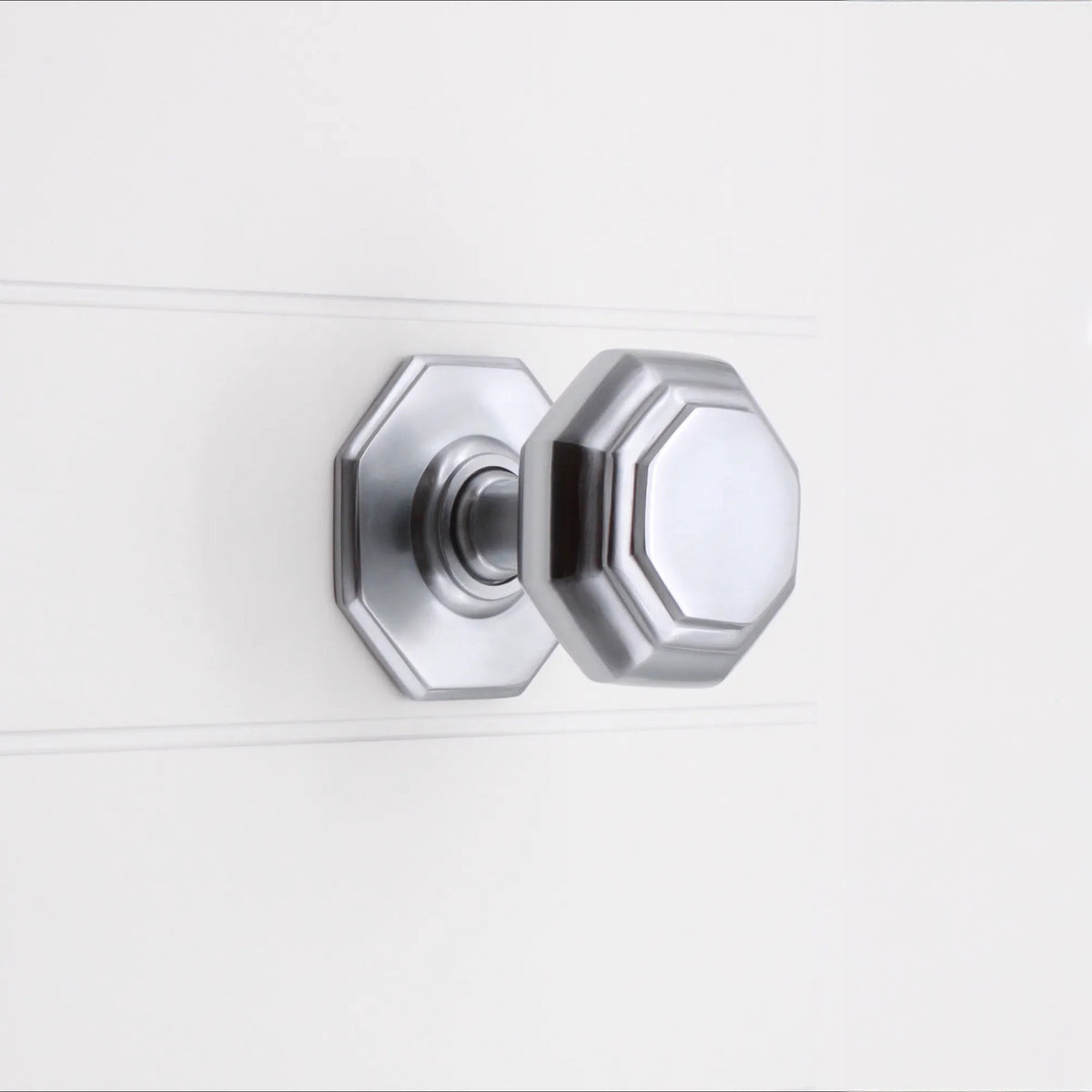 Octagonal Centre Door Knob Satin Chrome