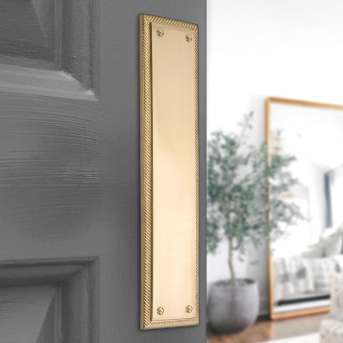Georgian Finger Plate 300mm Satin Brass