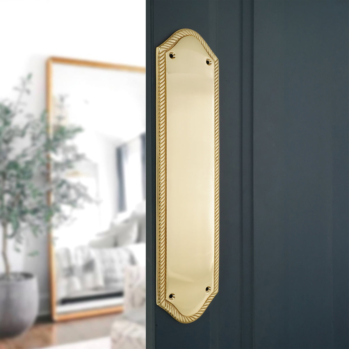Georgian Half Round Finger Plate 300mm Polished Brass