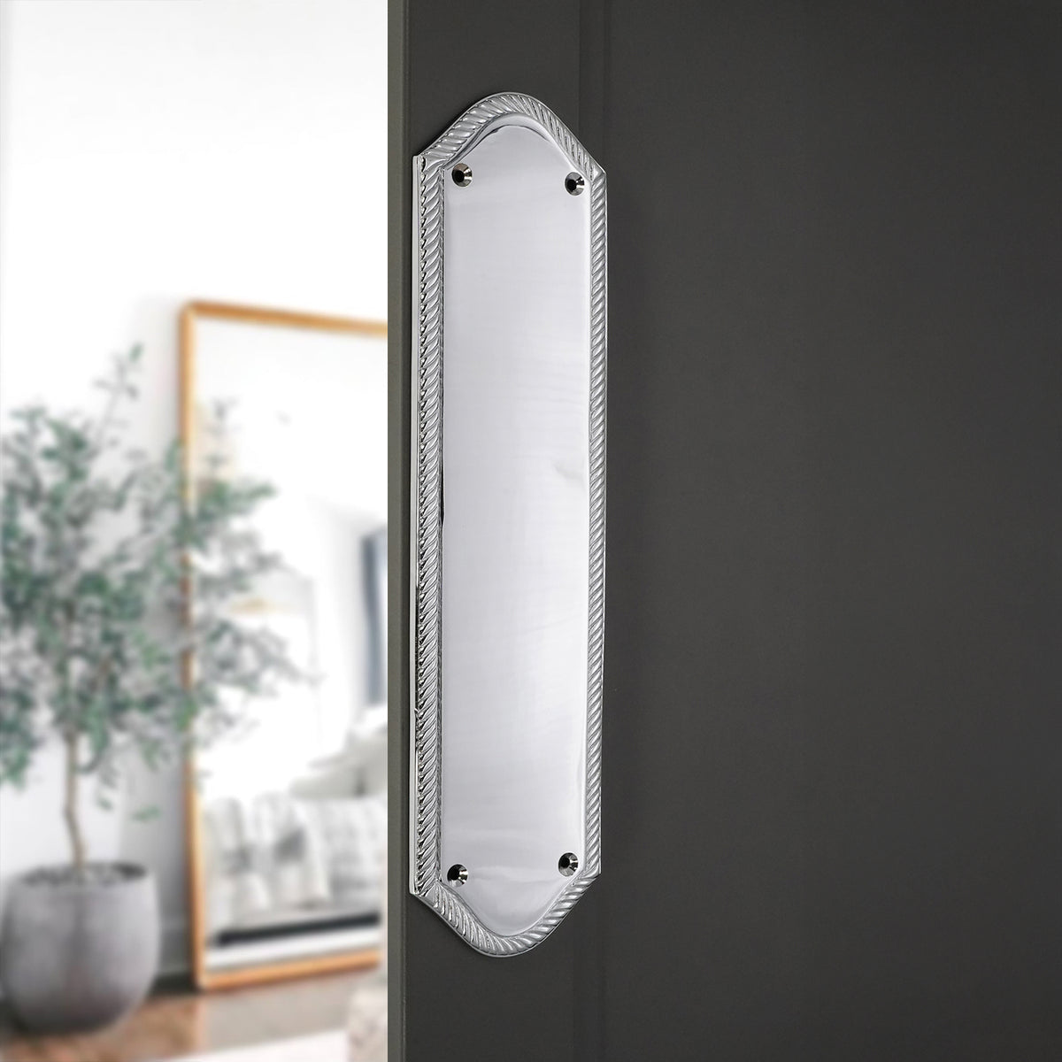 Georgian Half Round Finger Plate 300mm Satin Chrome