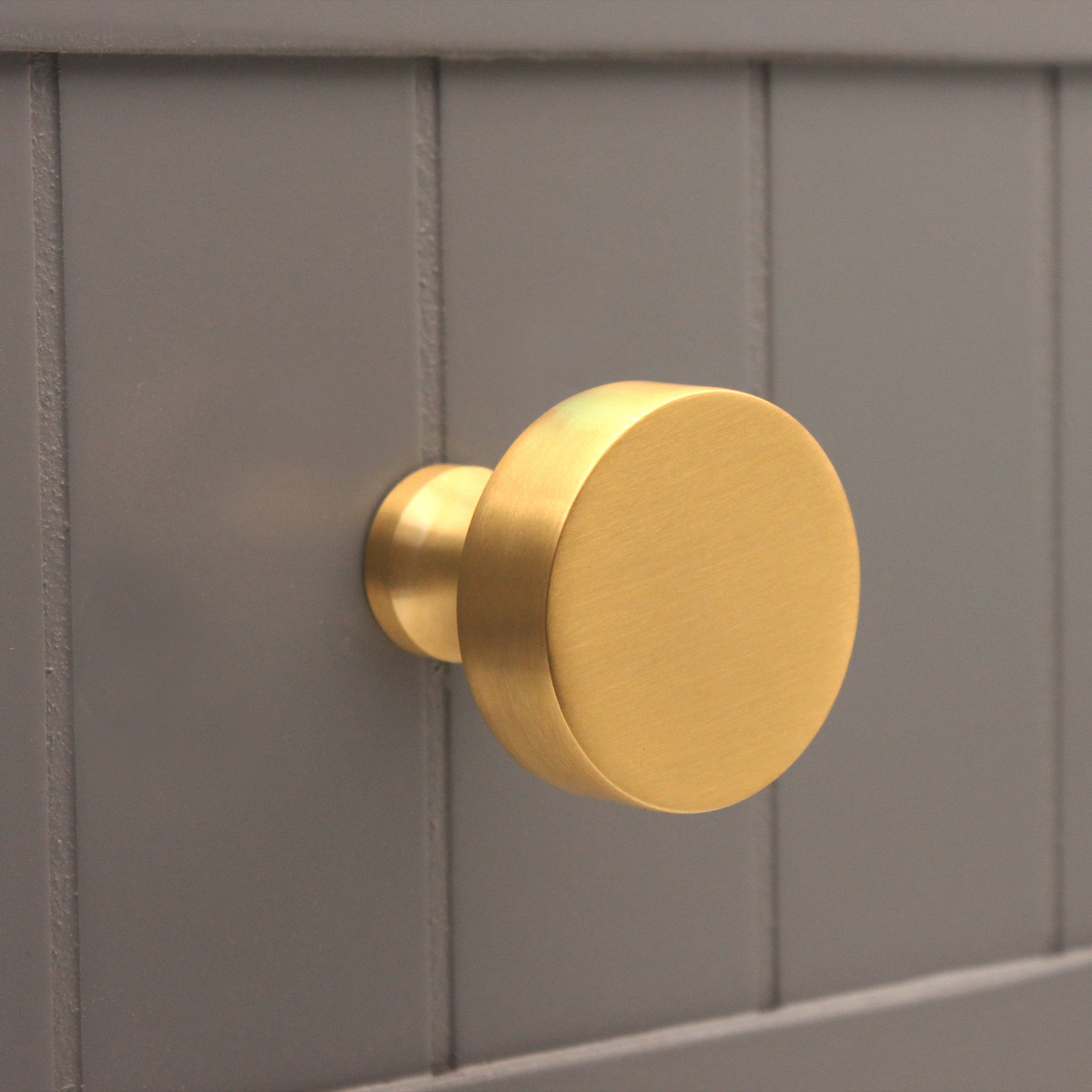 Round Cupboard Knob Satin Brass