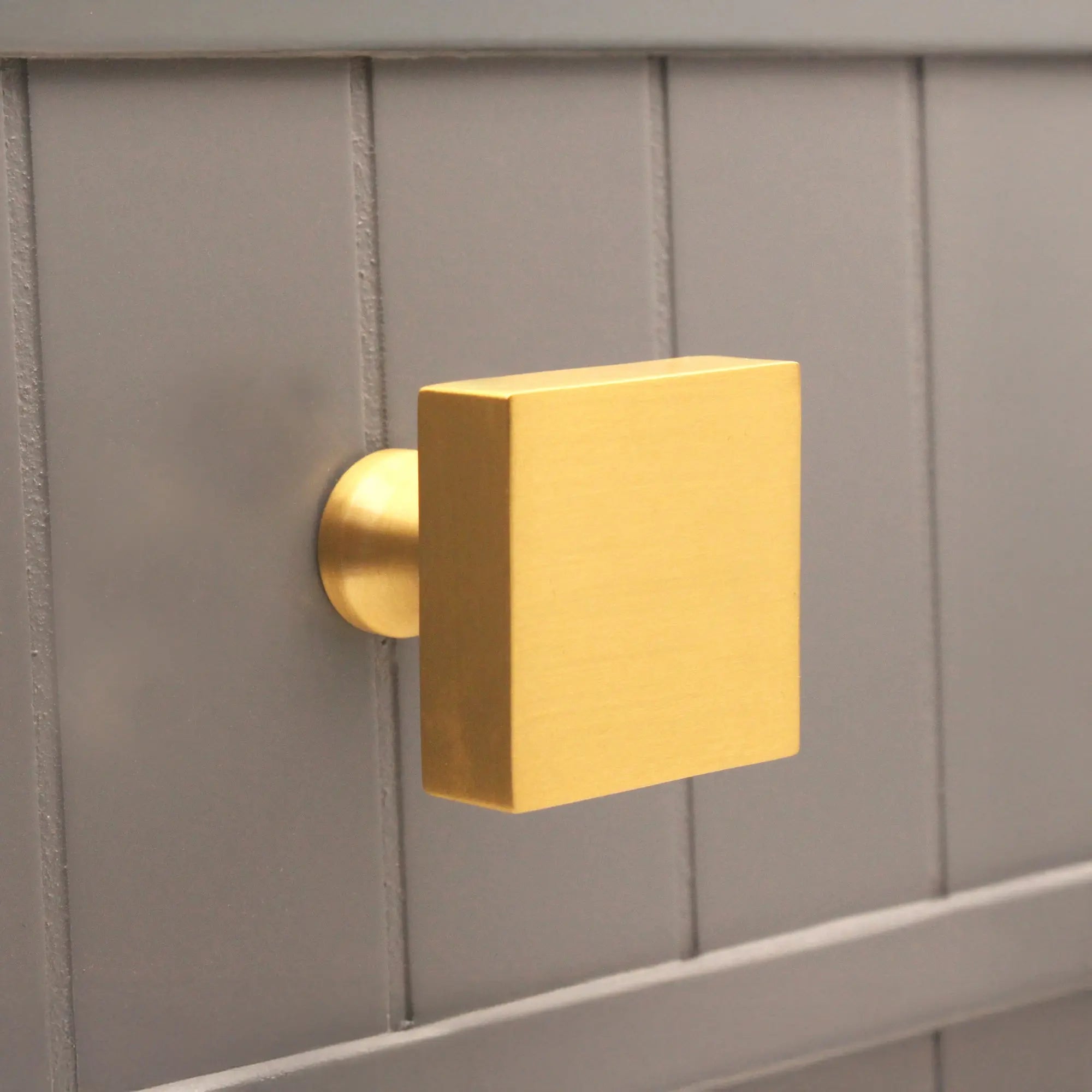 Square Cupboard Knob Satin Brass Spira