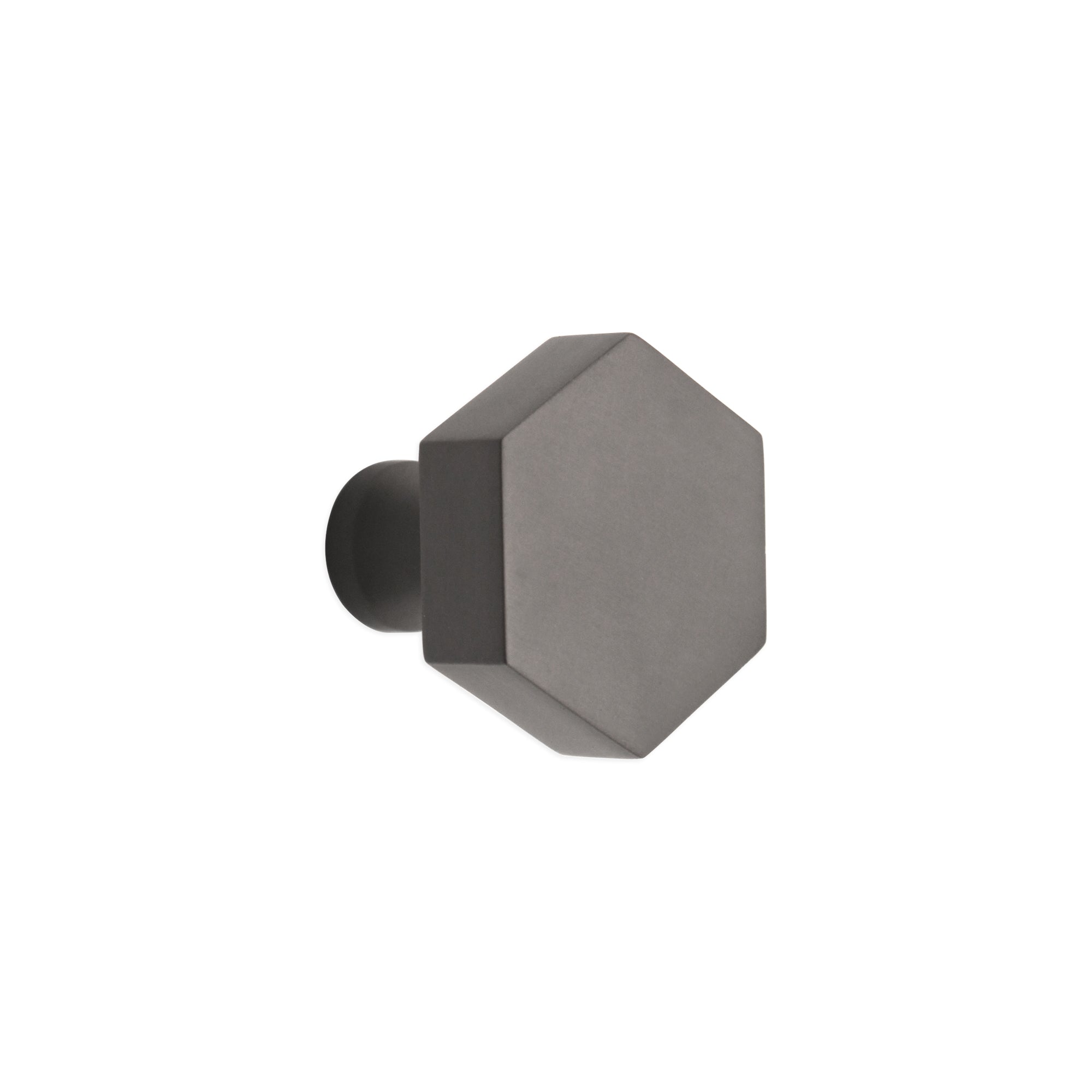 Hexagonal Cupboard Knob Gunmetal Grey