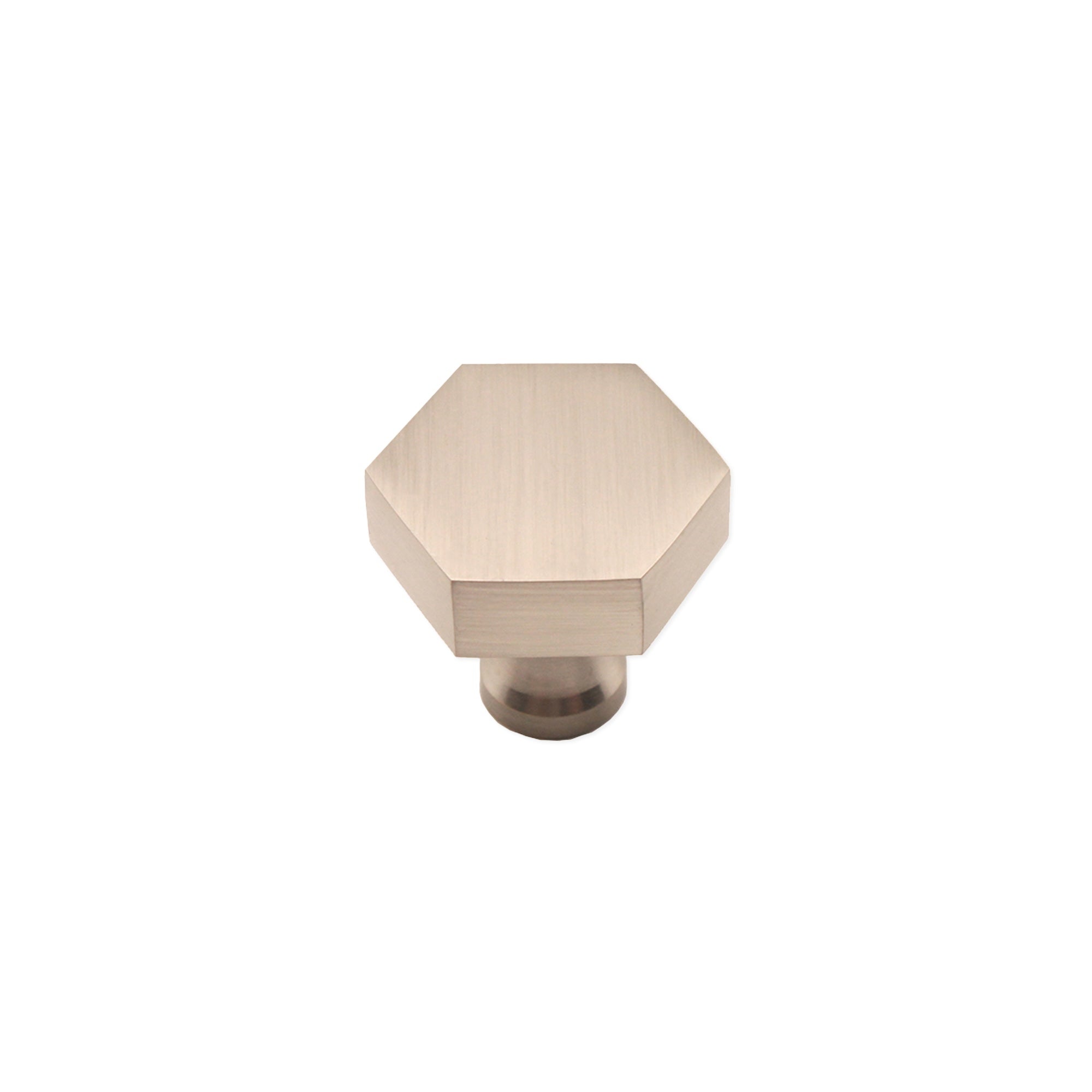 Hexagonal Cupboard Knob Satin Silver