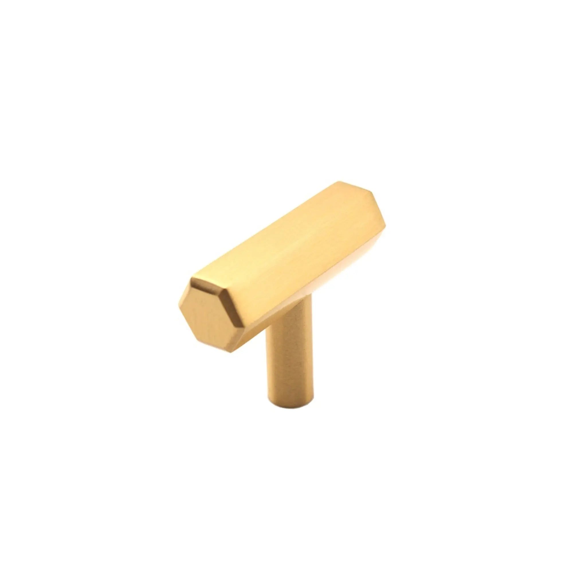 Hexagonal T bar Cupboard Pull Satin Brass Spira