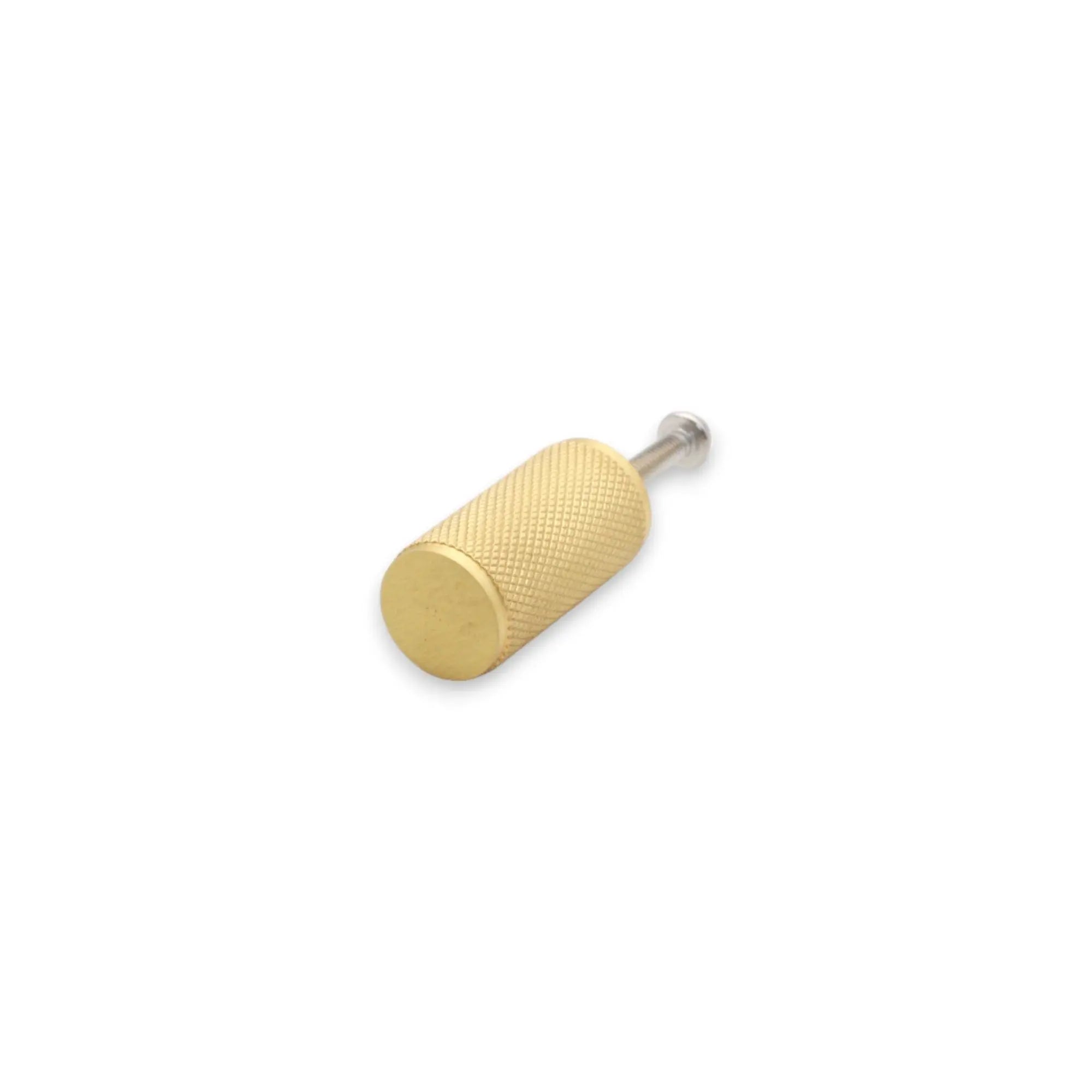 Knurled Cylinder Cupboard Pull Satin Brass Spira