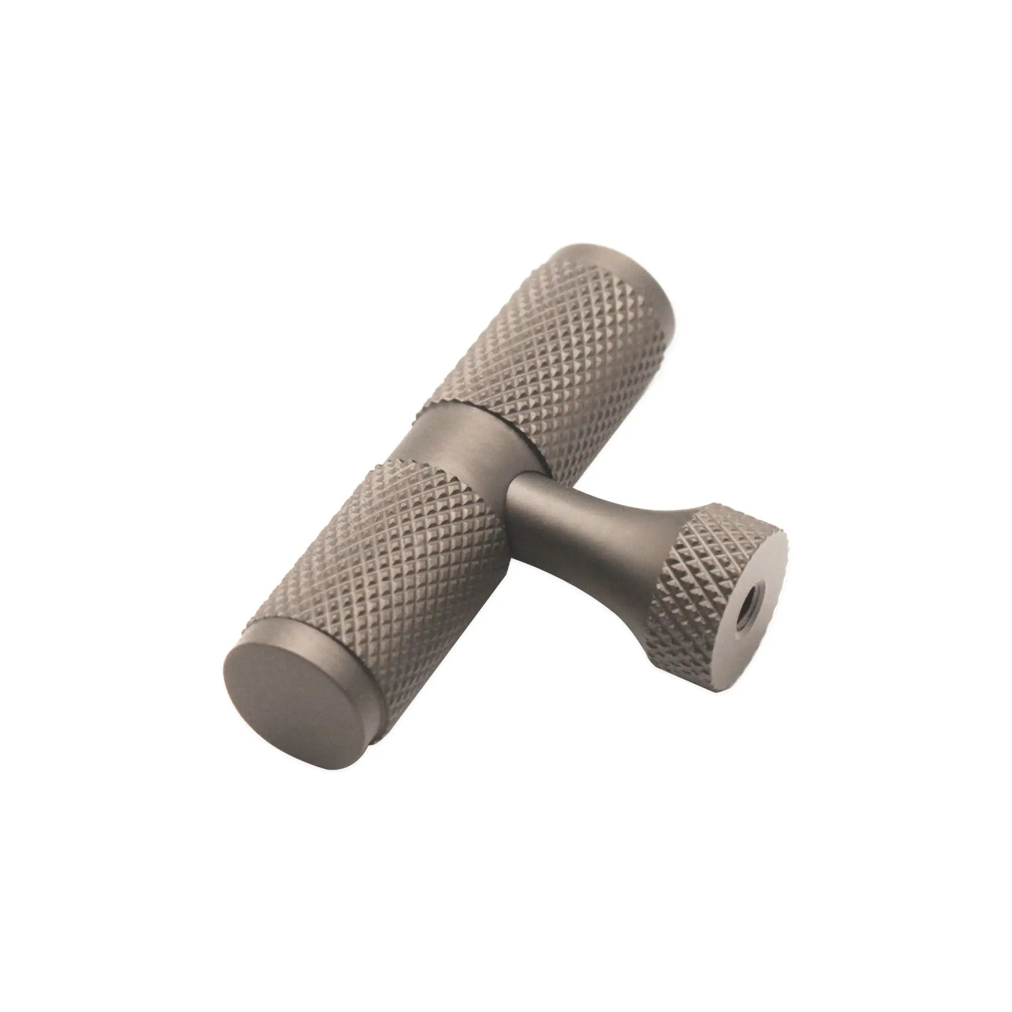 Knurled T bar Cupboard Pull Gunmetal Grey Spira