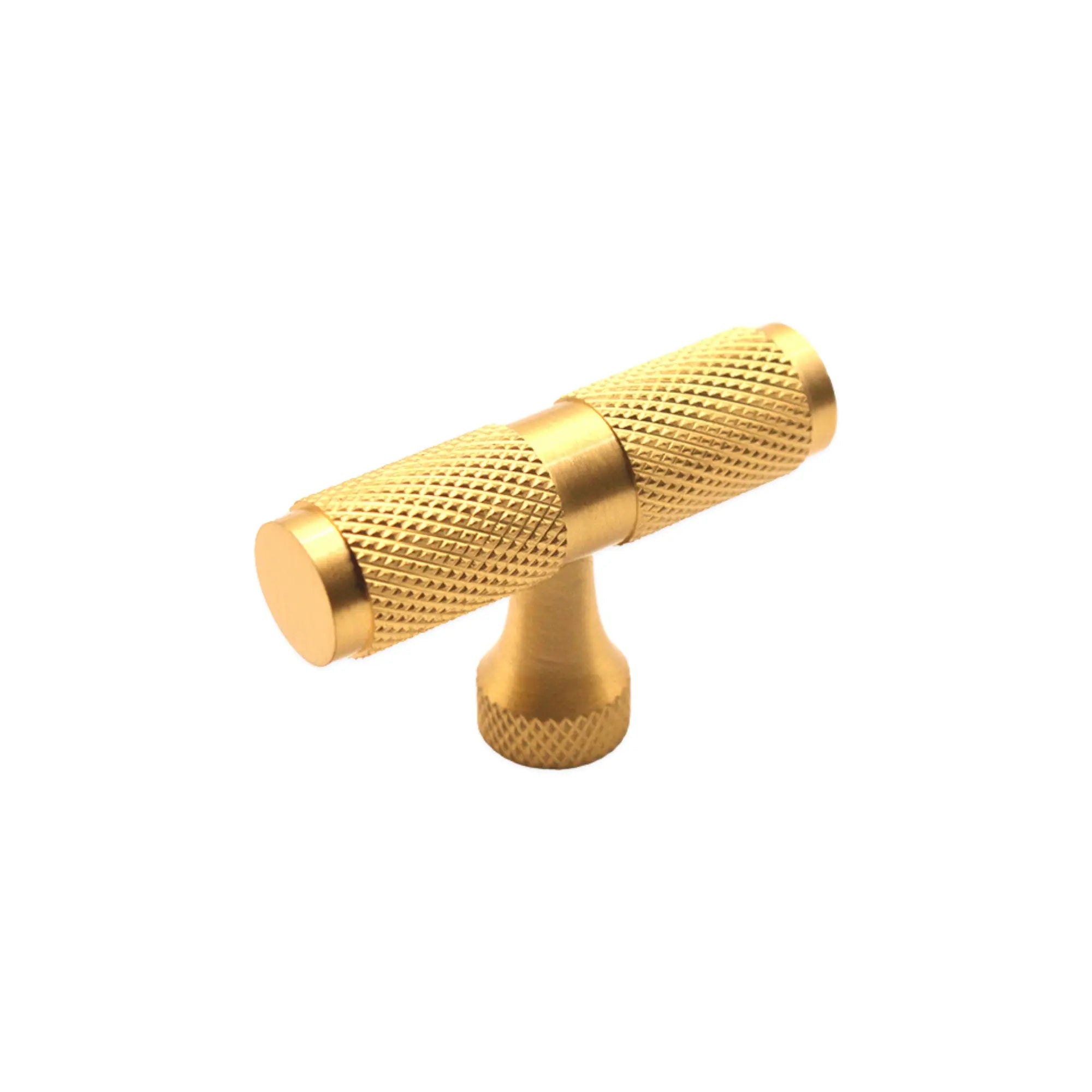 Knurled T bar Cupboard Pull Satin Brass Spira