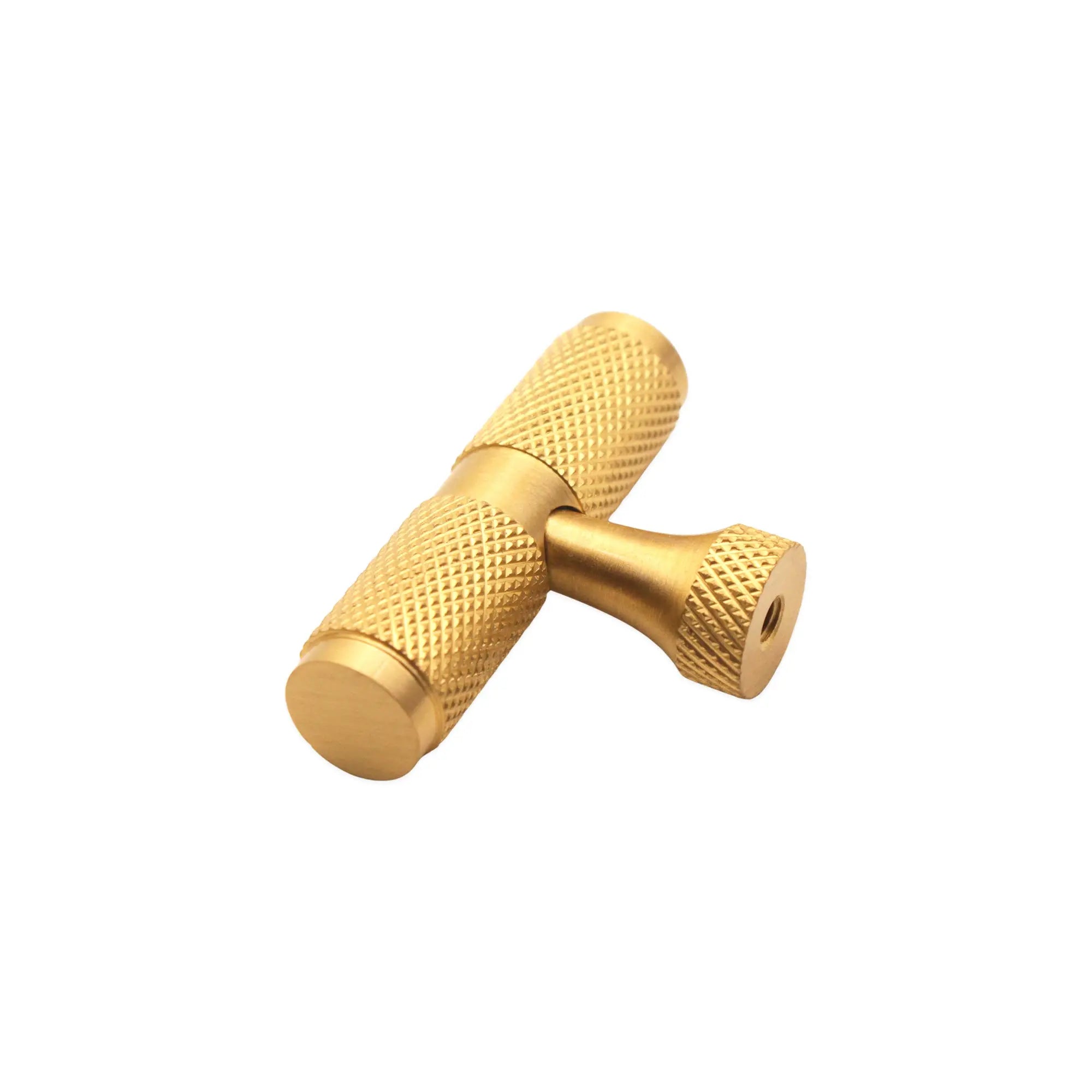 Knurled T bar Cupboard Pull Satin Brass Spira