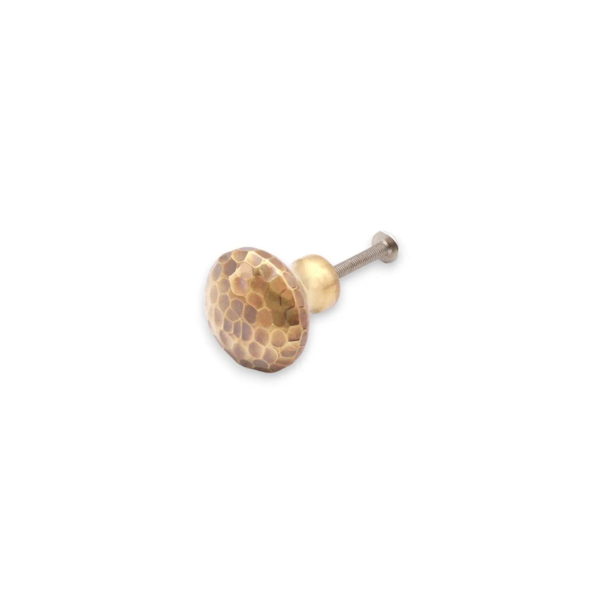 Hammered Mushroom 32mm Cupboard Knob Aged Brass Spira