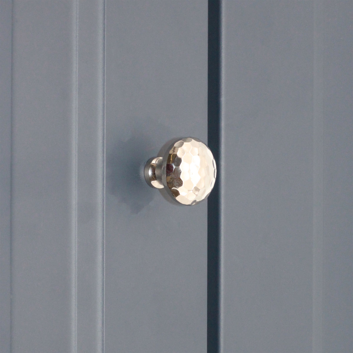 Hammered Mushroom 32mm Cupboard Knob Polished Nickel
