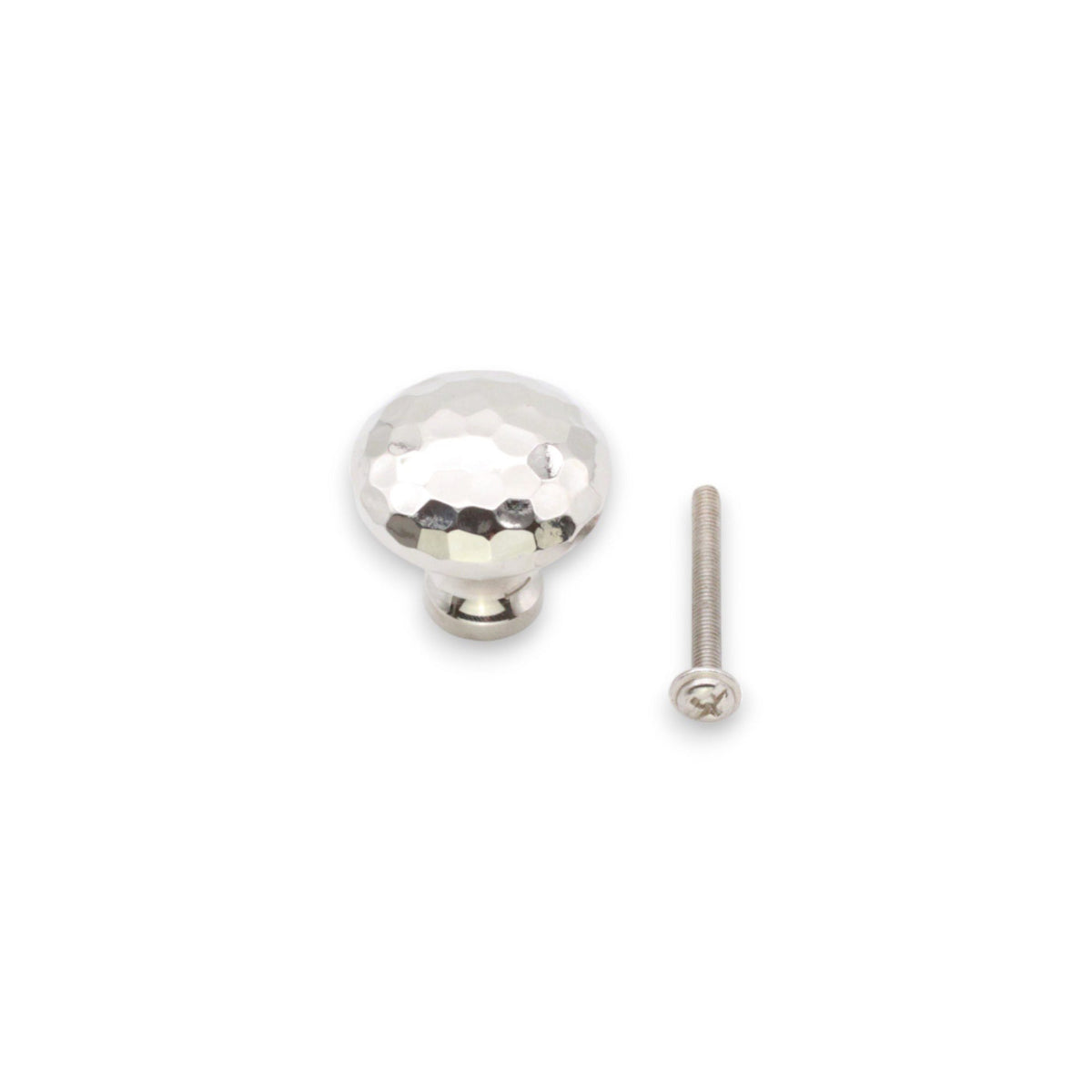 Hammered Mushroom 32mm Cupboard Knob Polished Nickel