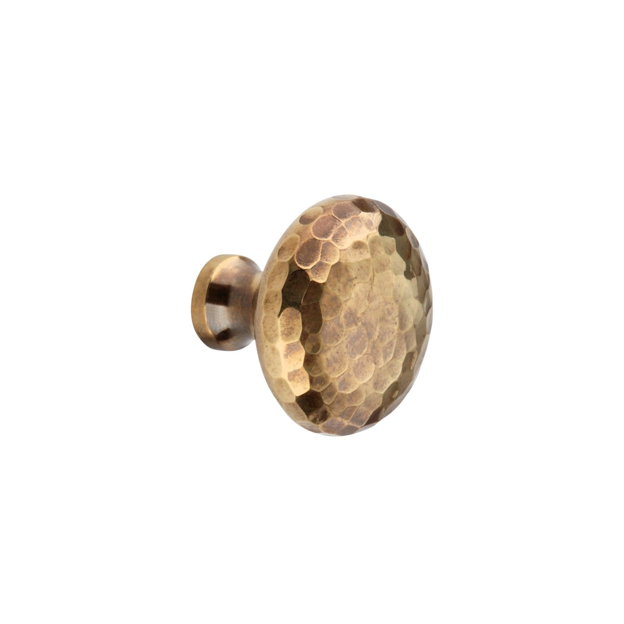 Hammered Mushroom 38mm Cupboard Knob Aged Brass