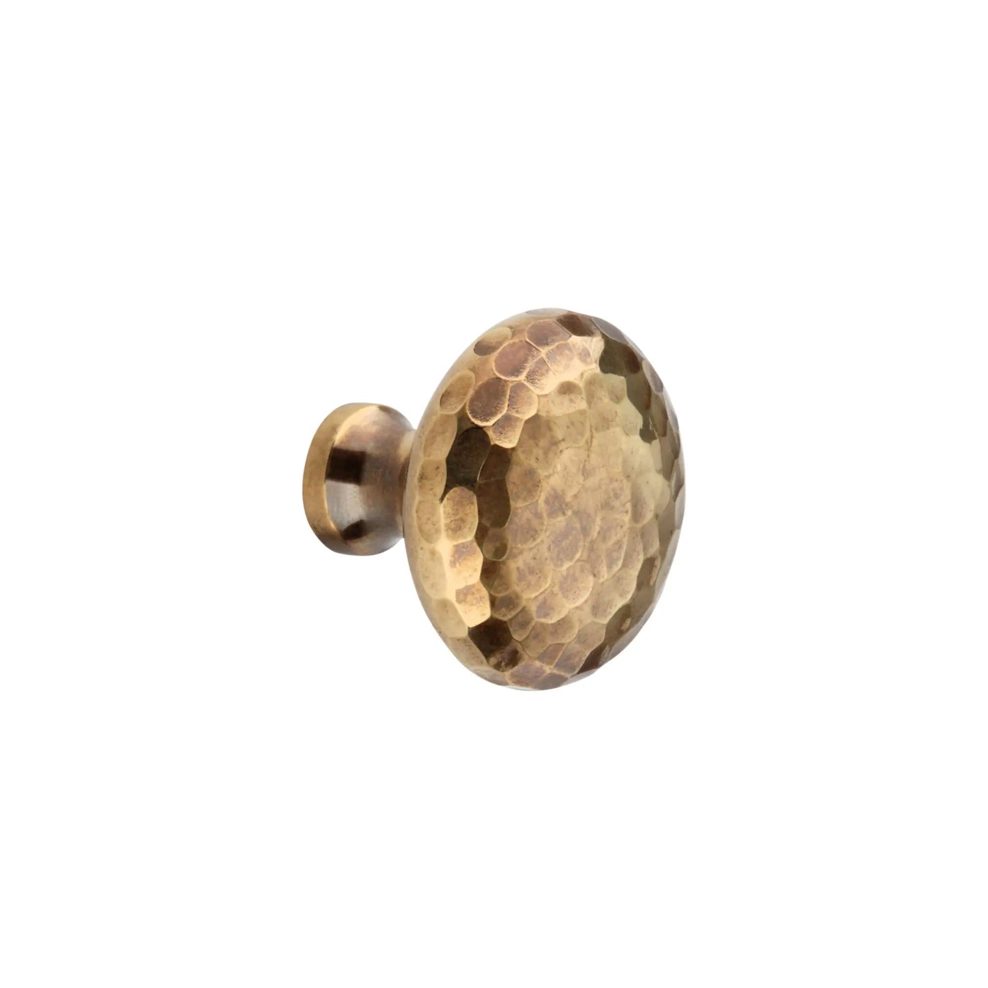 Hammered Mushroom 38mm Cupboard Knob Aged Brass Spira