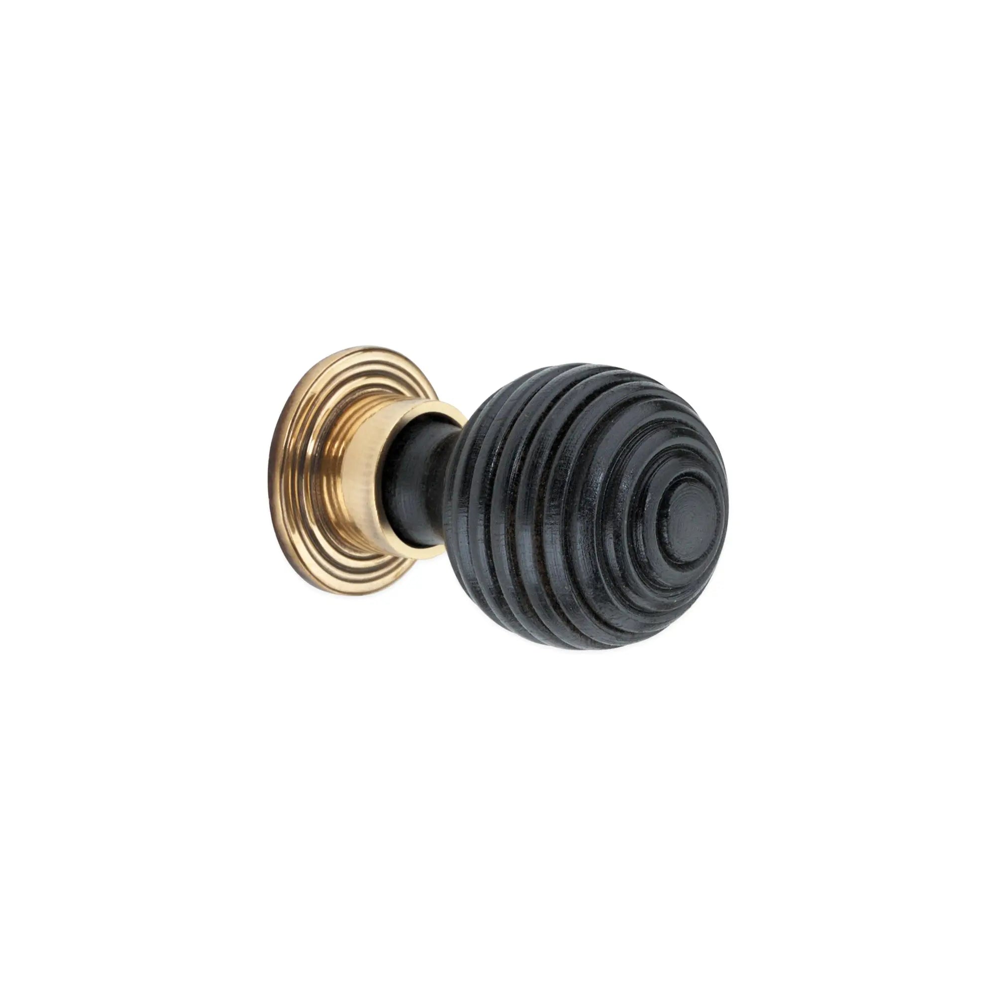 Ebonised Preston Large Cupboard Knob Aged Brass Spira