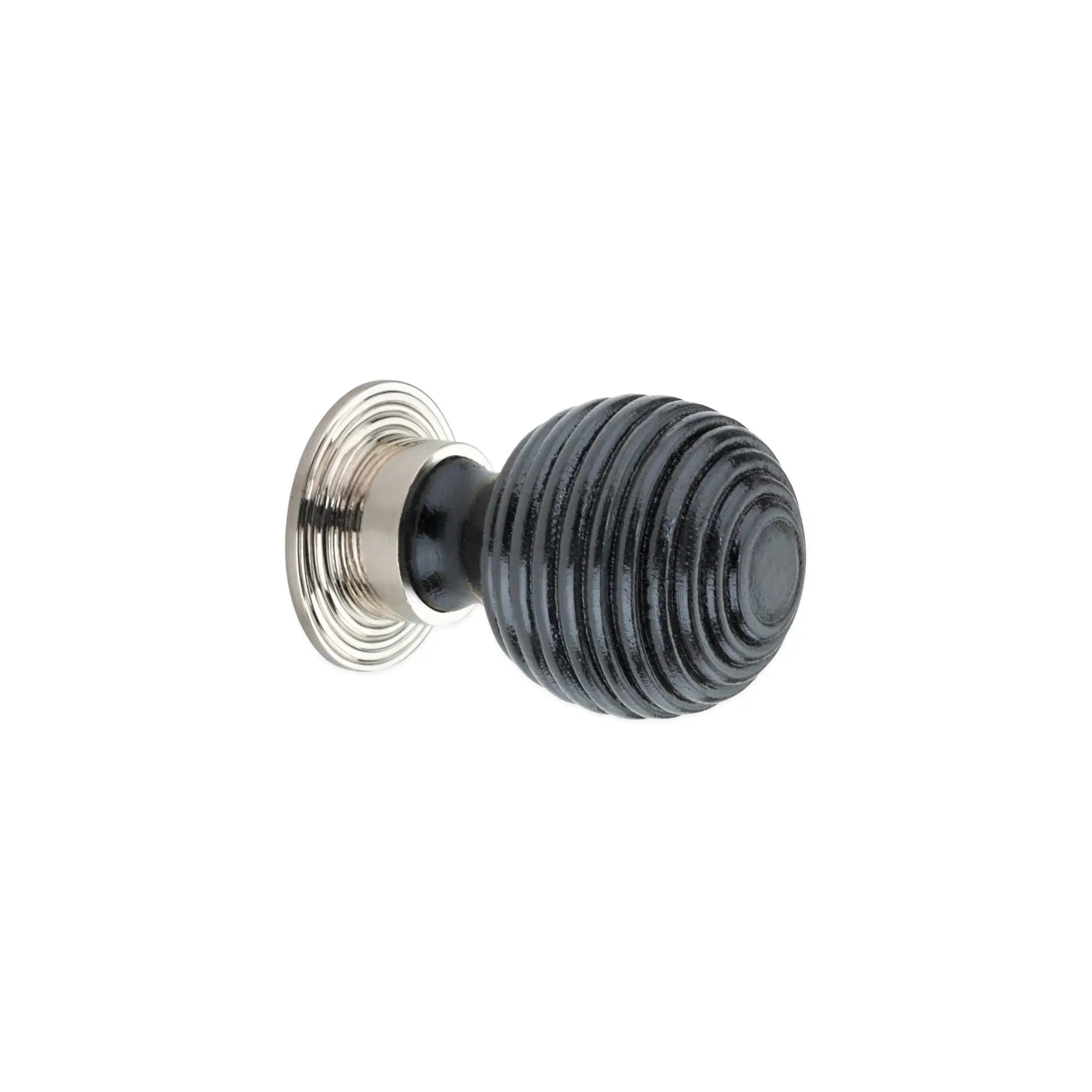 Ebonised Preston Large Cupboard Knob Polished Nickel Spira