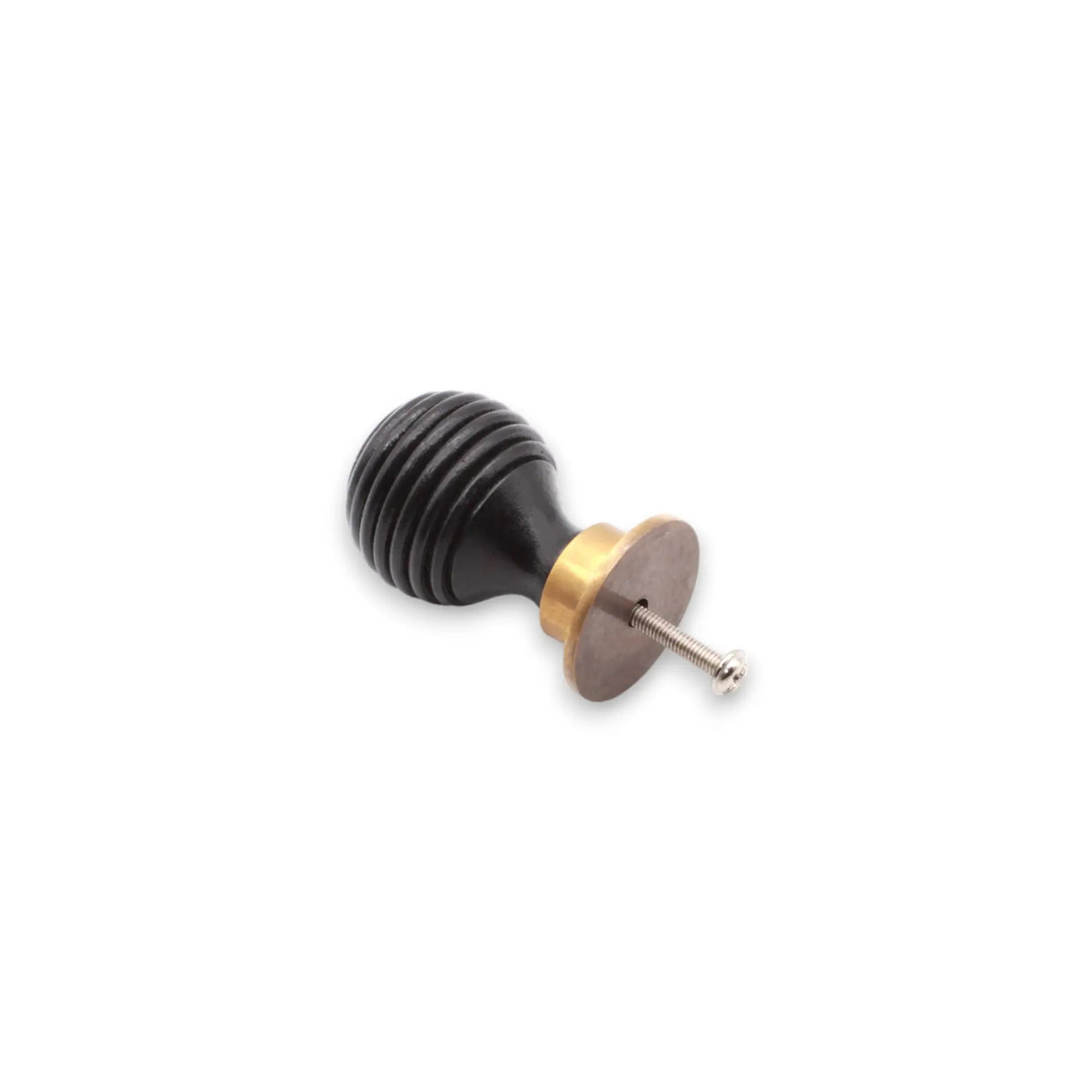 Ebonised Preston Small Cupboard Knob Aged Brass Spira