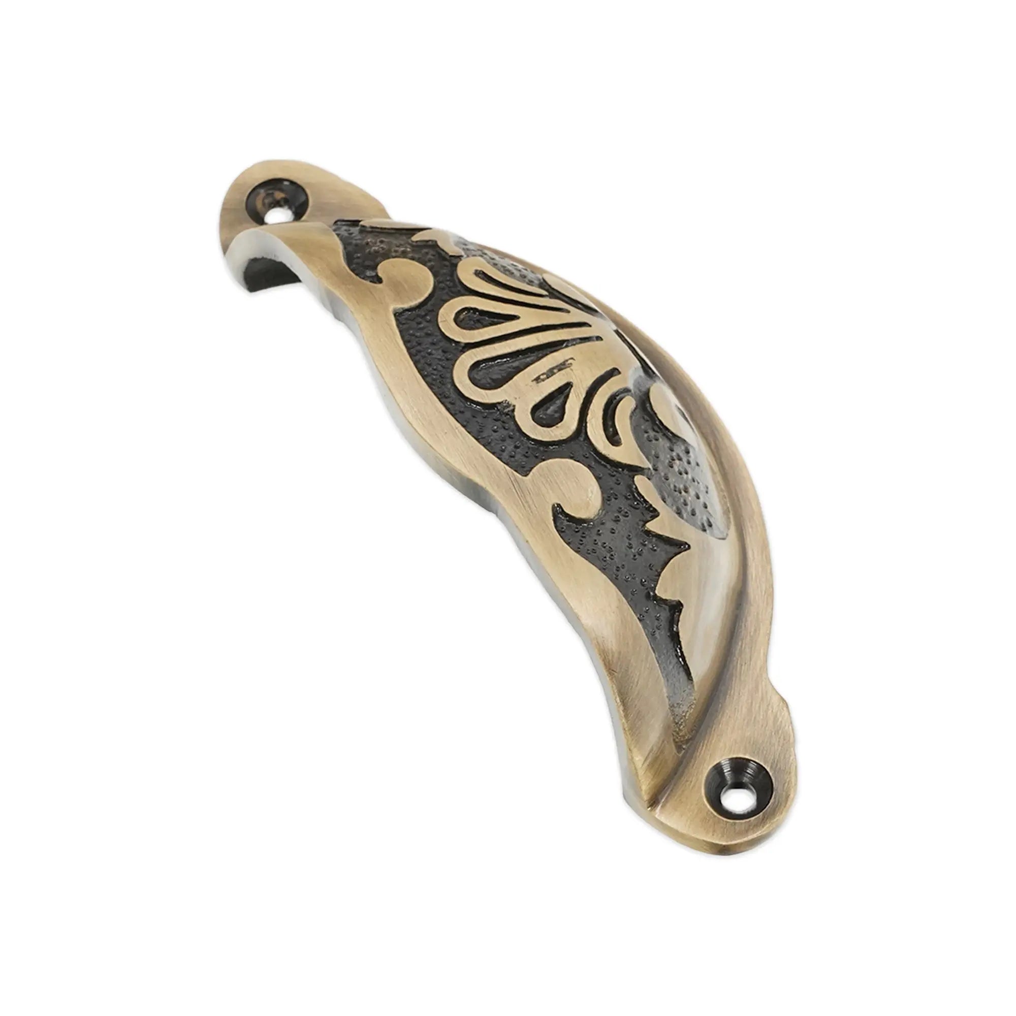 Floral Cup Pull Antique Brass Spira