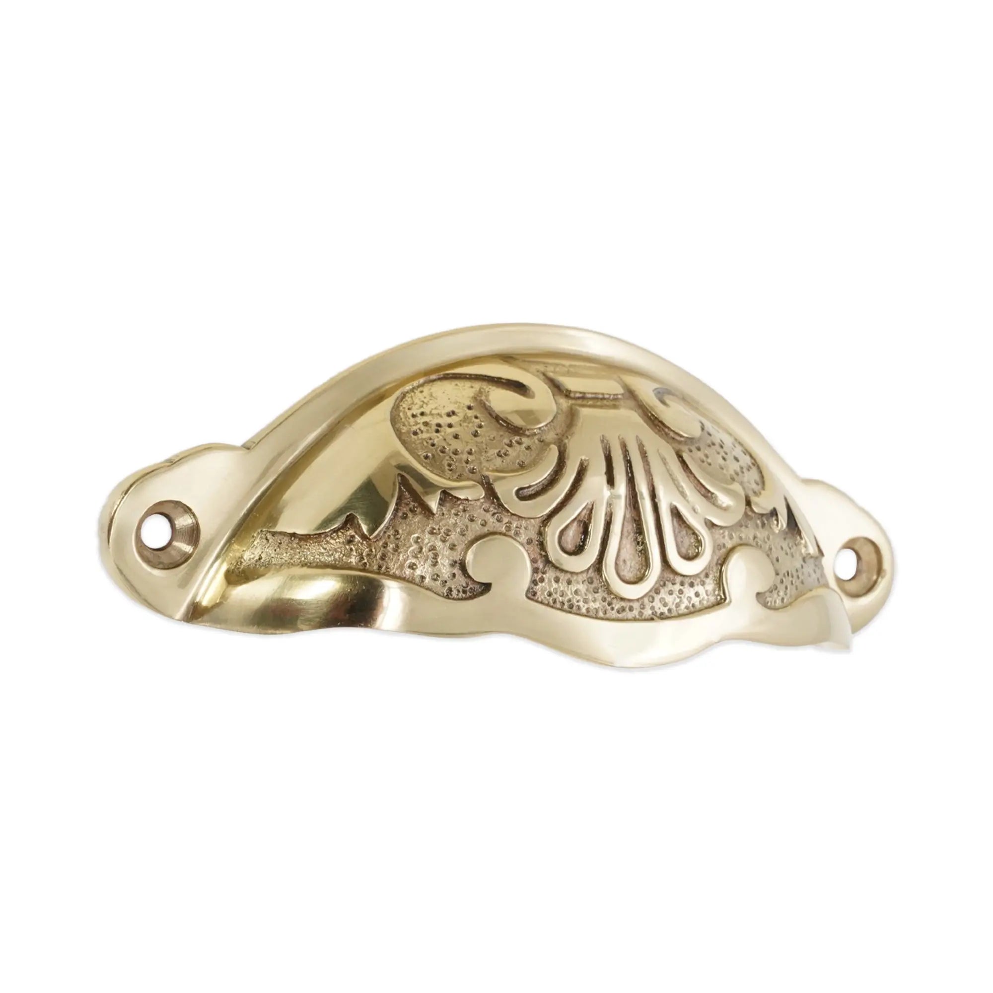 Floral Cup Pull Polished Brass Spira
