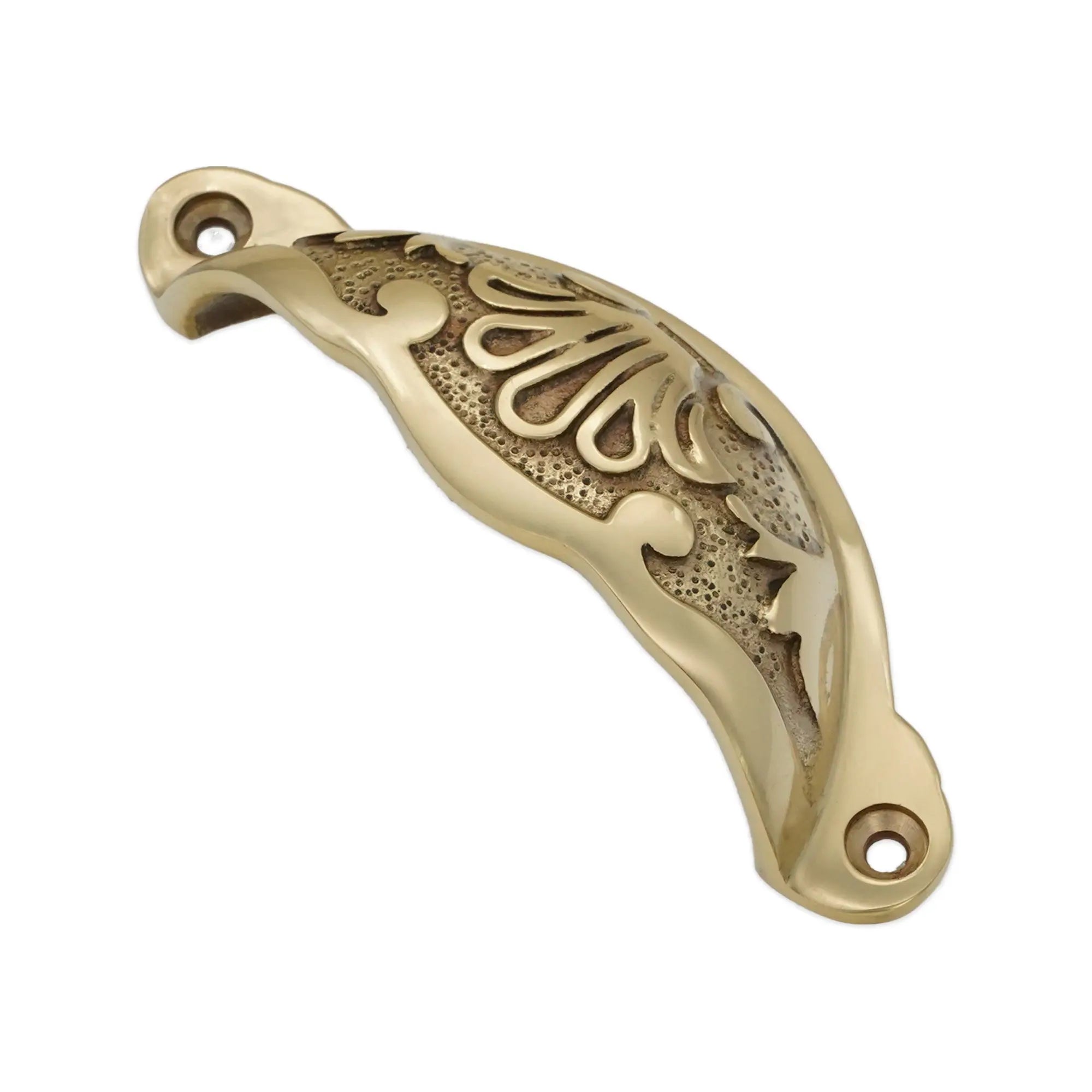 Floral Cup Pull Polished Brass Spira