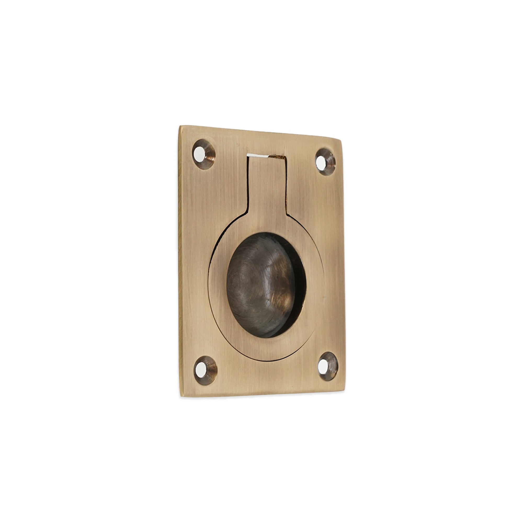 Ring Pull Square Flush Antique Brass