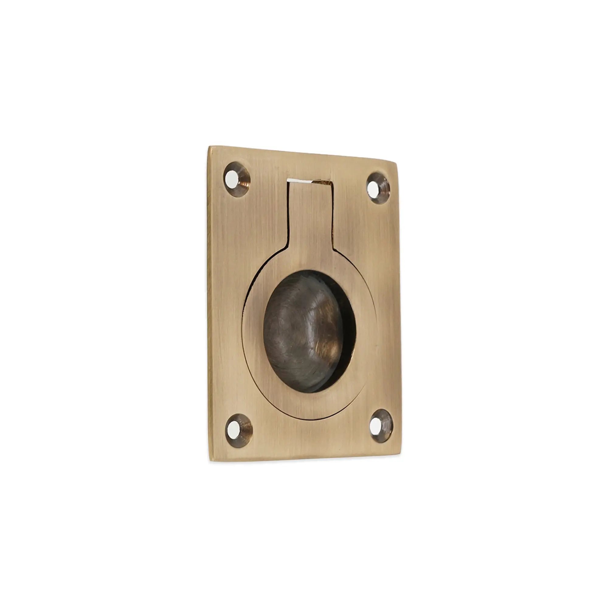 Ring Pull Square Flush Antique Brass Spira