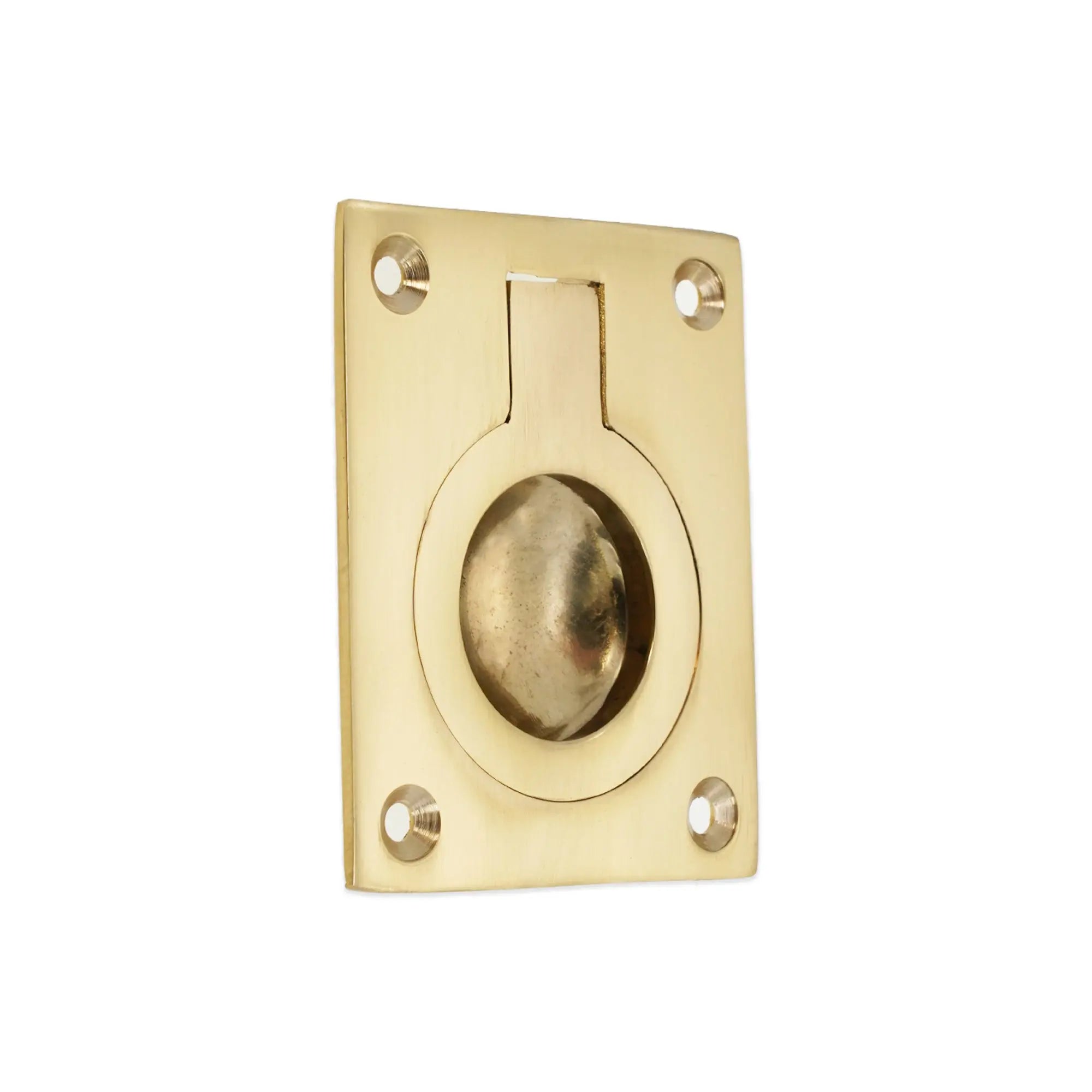 Ring Pull Square Flush Polished Brass Spira