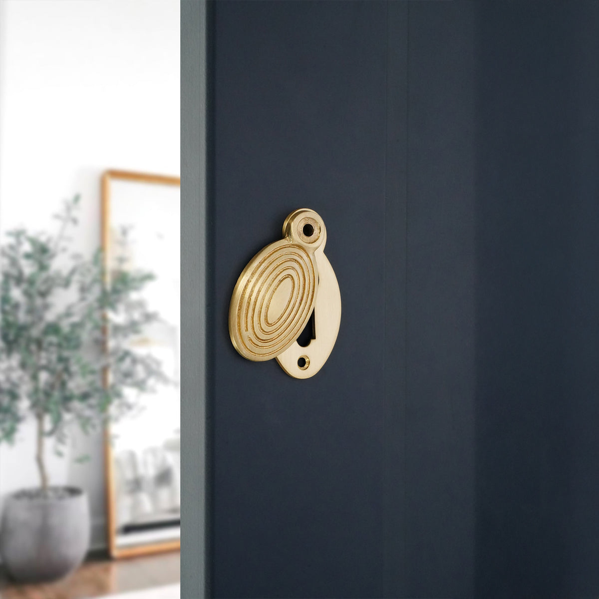 Oval Beehive Escutcheon Satin Brass