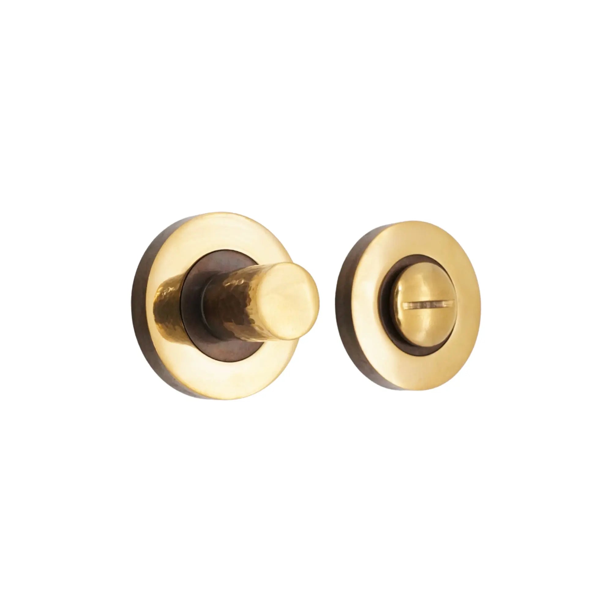 Hammered Knurlmond Thumb Turn & Release Aged Brass Spira
