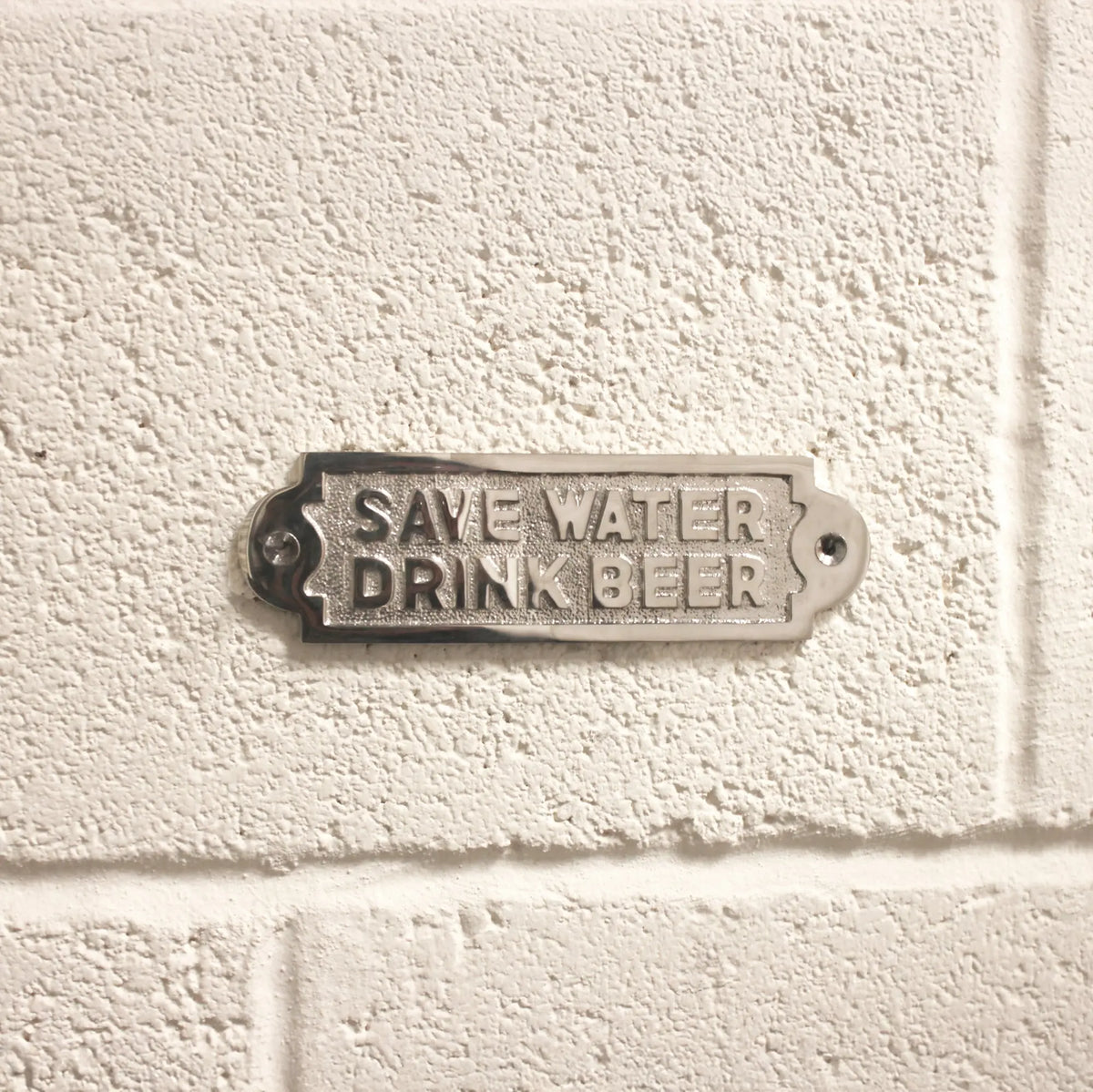 Save Water Drink Beer Door Plate Polished Nickel Spira