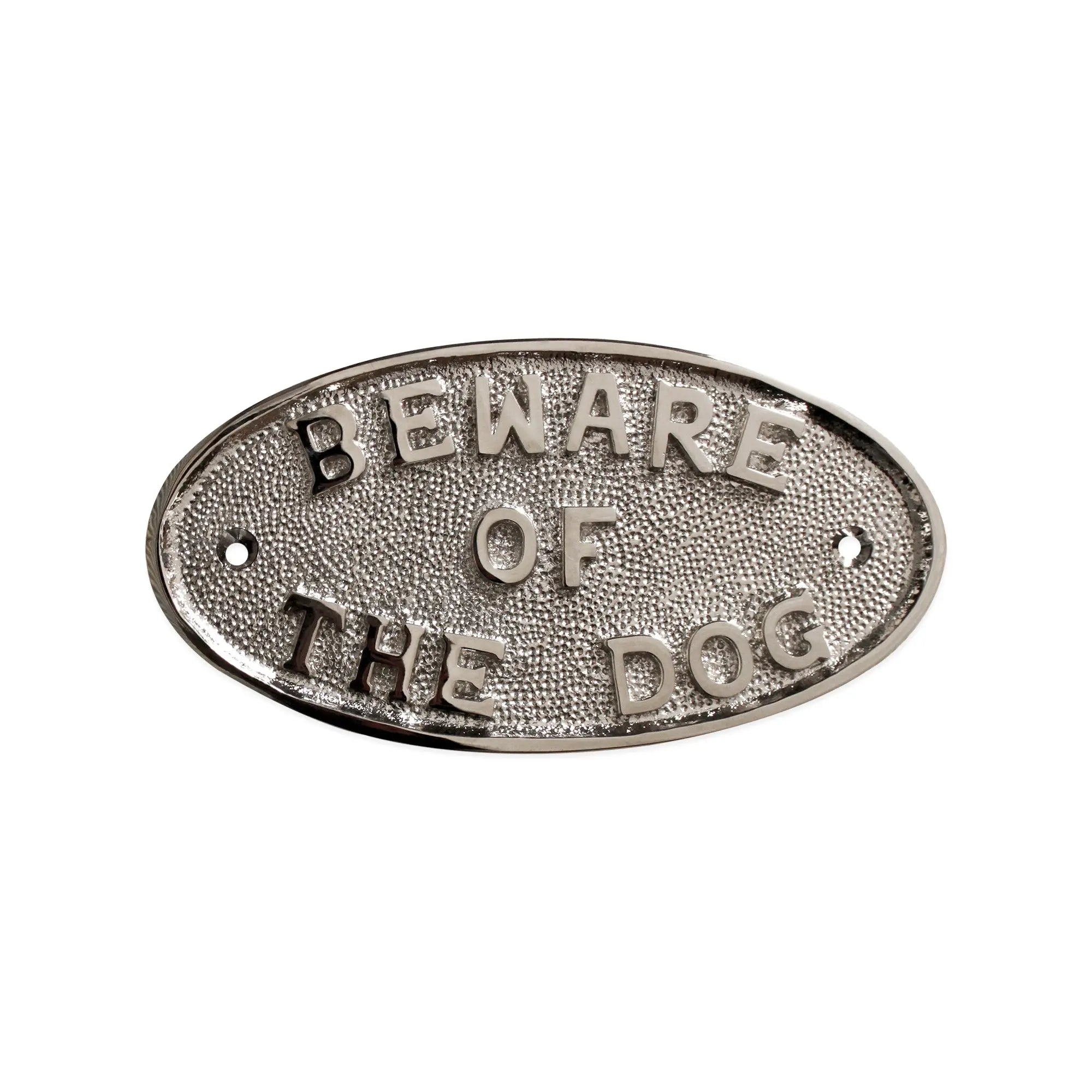 Beware Of The Dog Door Plate Polished Nickel Spira