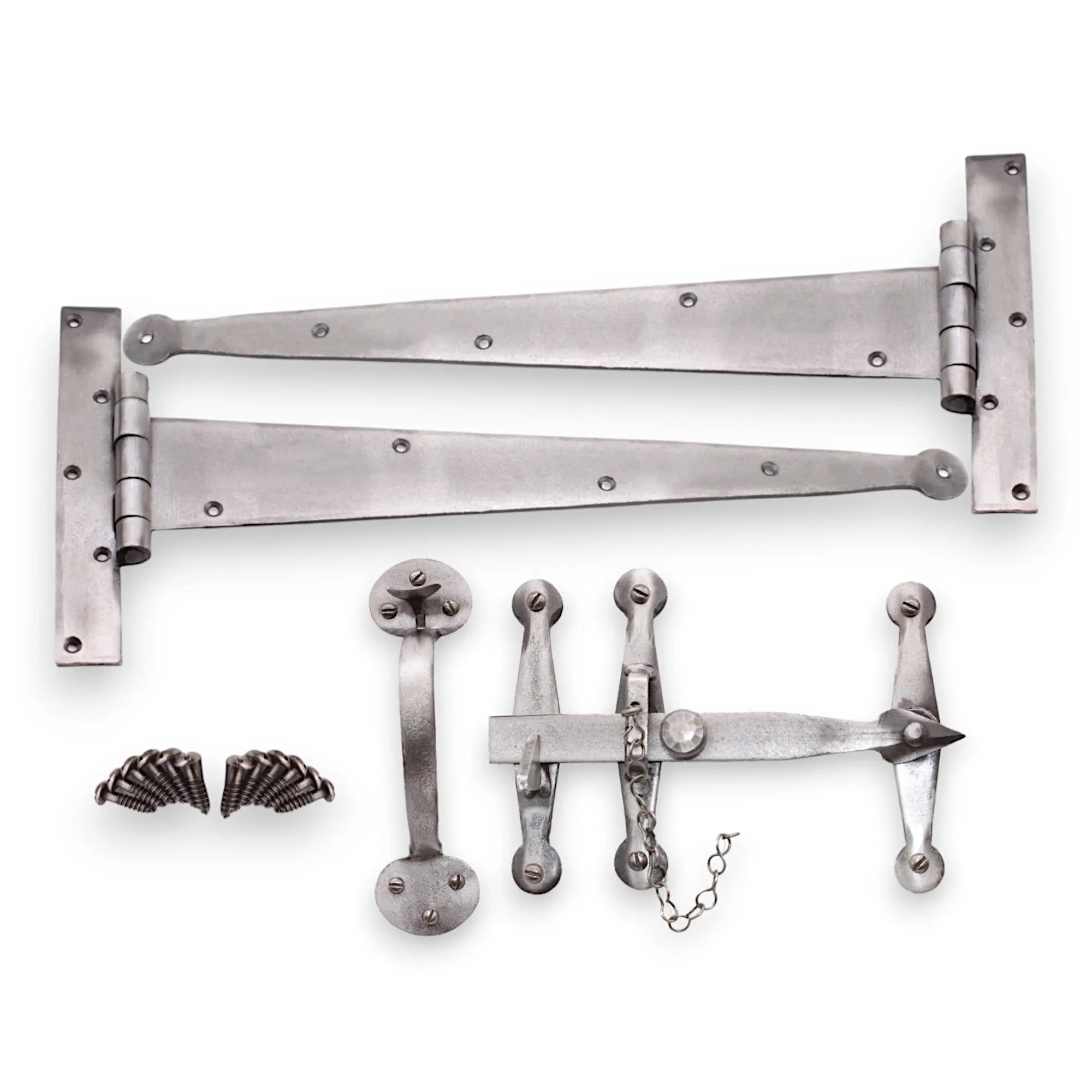 Heavy Duty Handforged Door Hardware Kit Pewter Spira