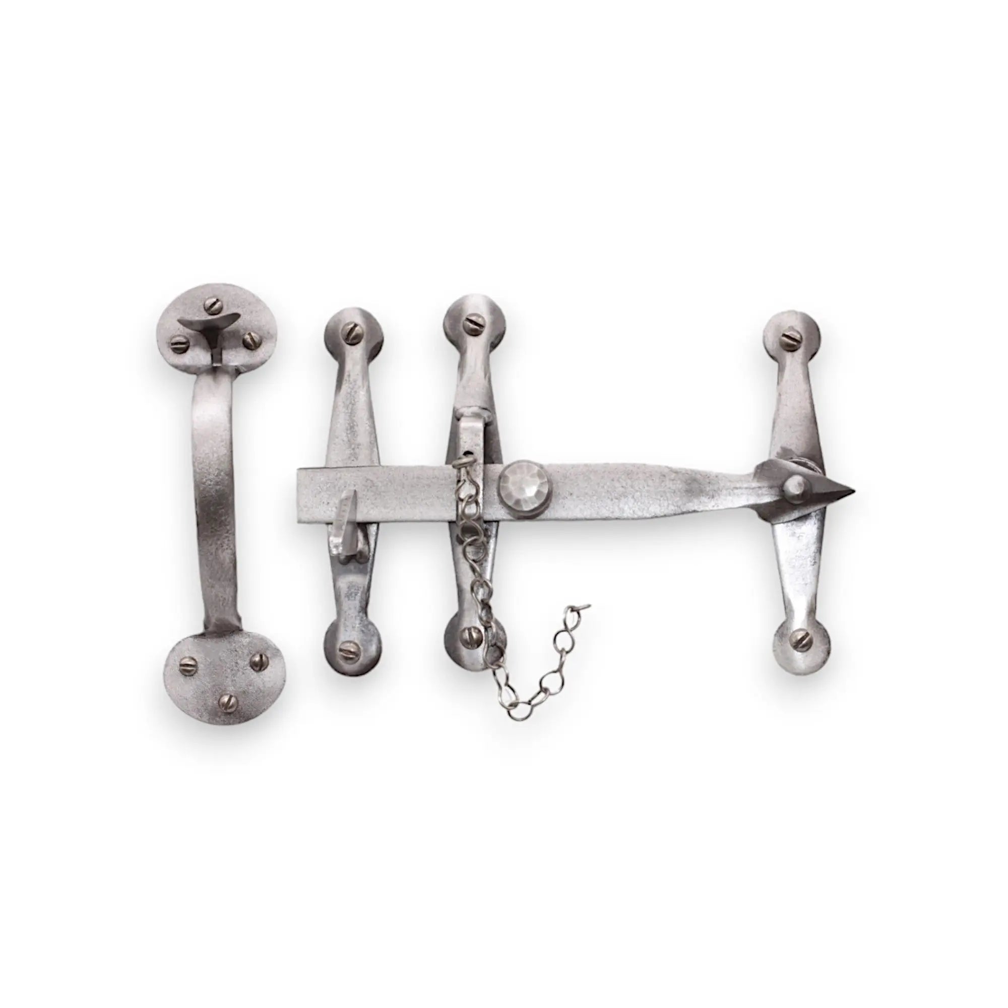 Heavy Duty Handforged Door Hardware Kit Pewter Spira