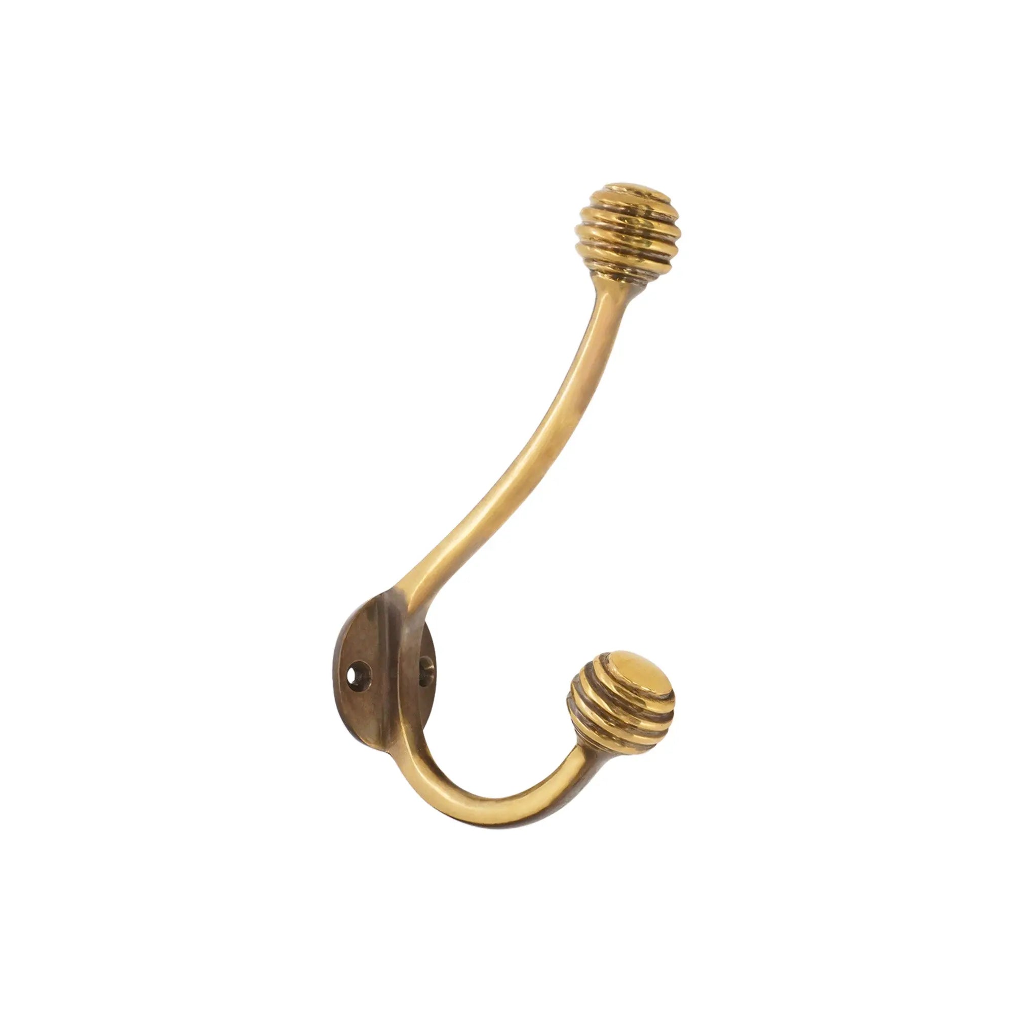 Beehive Twin Coat Hook Aged Brass Spira