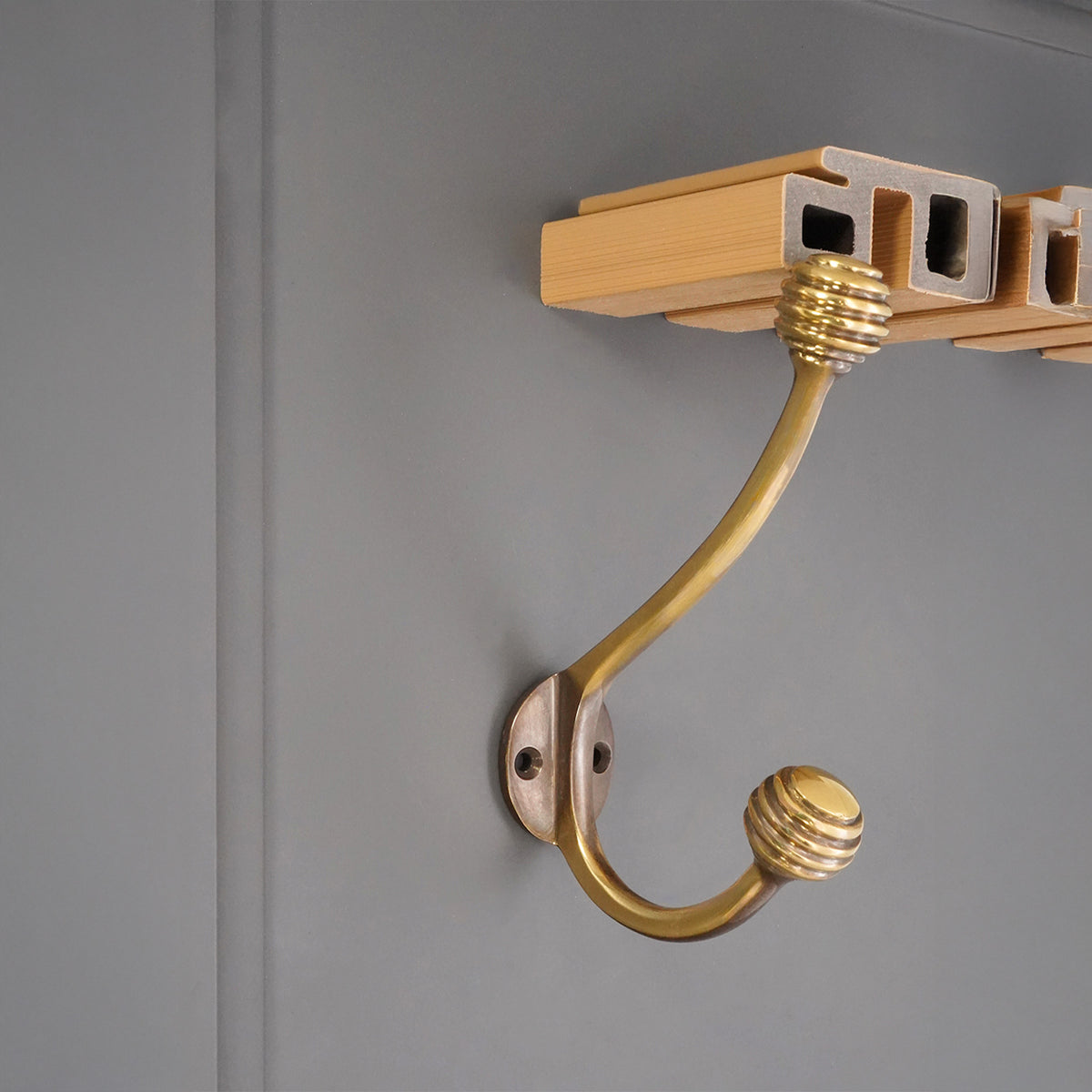 Beehive Twin Coat Hook Aged Brass